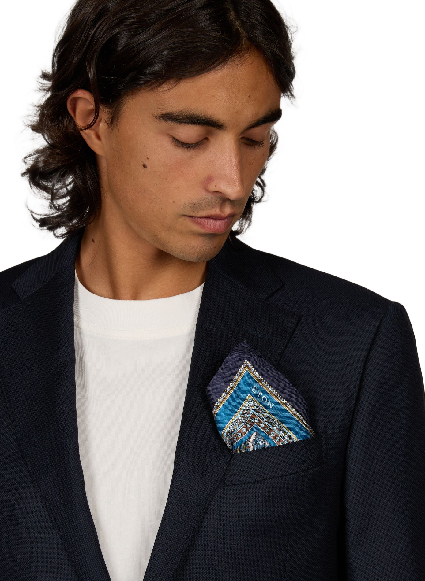 Printed silk scarf ETON Blue