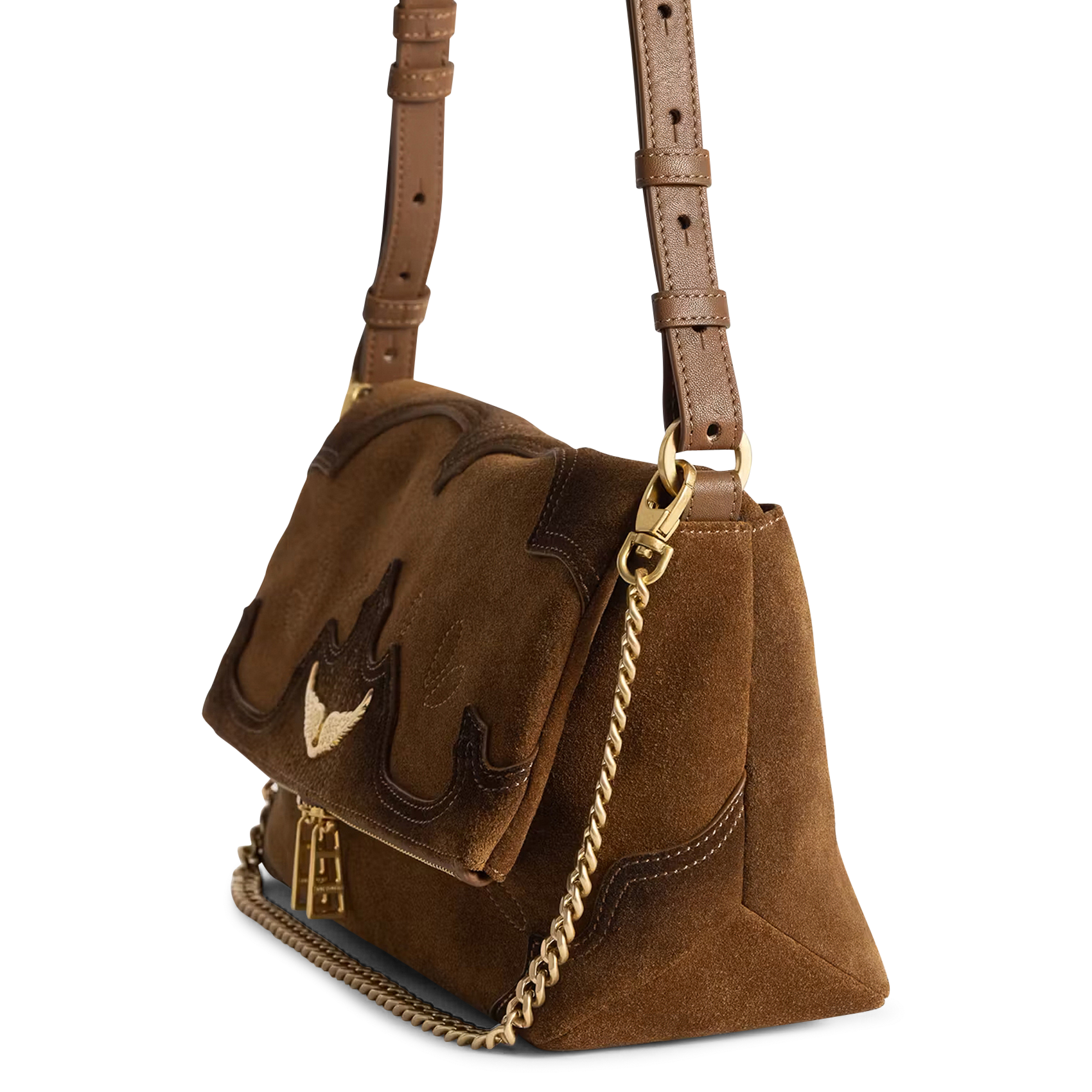 Schoudertas van leer Rocky II ZADIG&VOLTAIRE Bruin