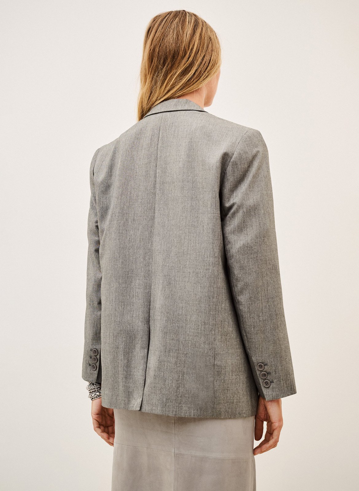 Rechte blazer met kraag in effen claro. BA&SH Grijs