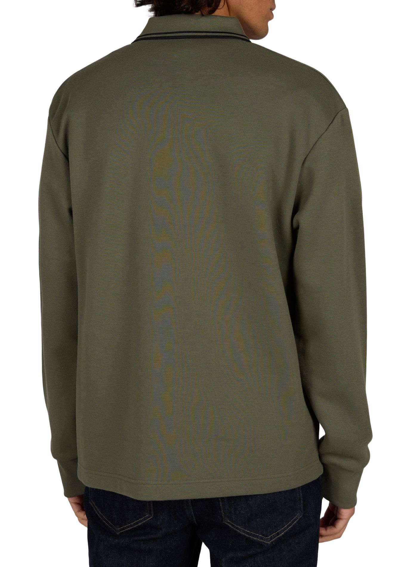 Gerader einfarbiger Langarm-Poloshirt FRED PERRY Grun