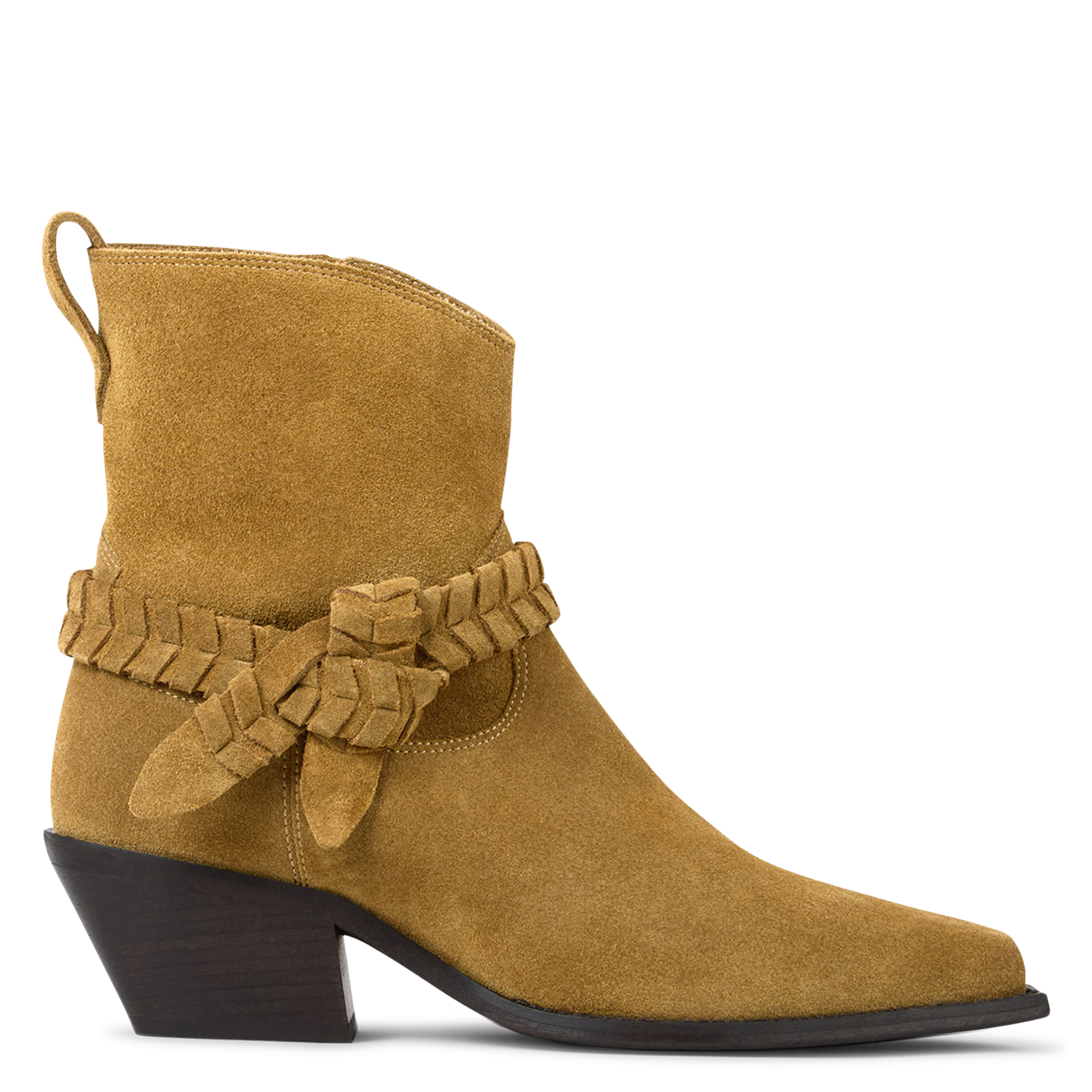 Bottines bout pointu en cuir low cowby BA&SH Marron