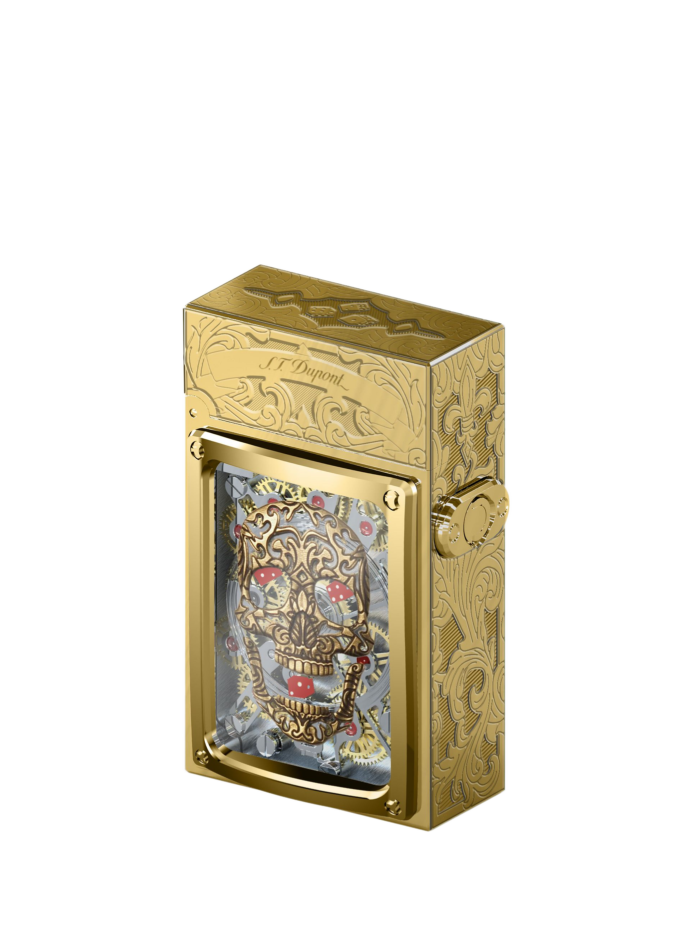 Briquet de poche de luxe Lucky Skull S.T. DUPONT Doré