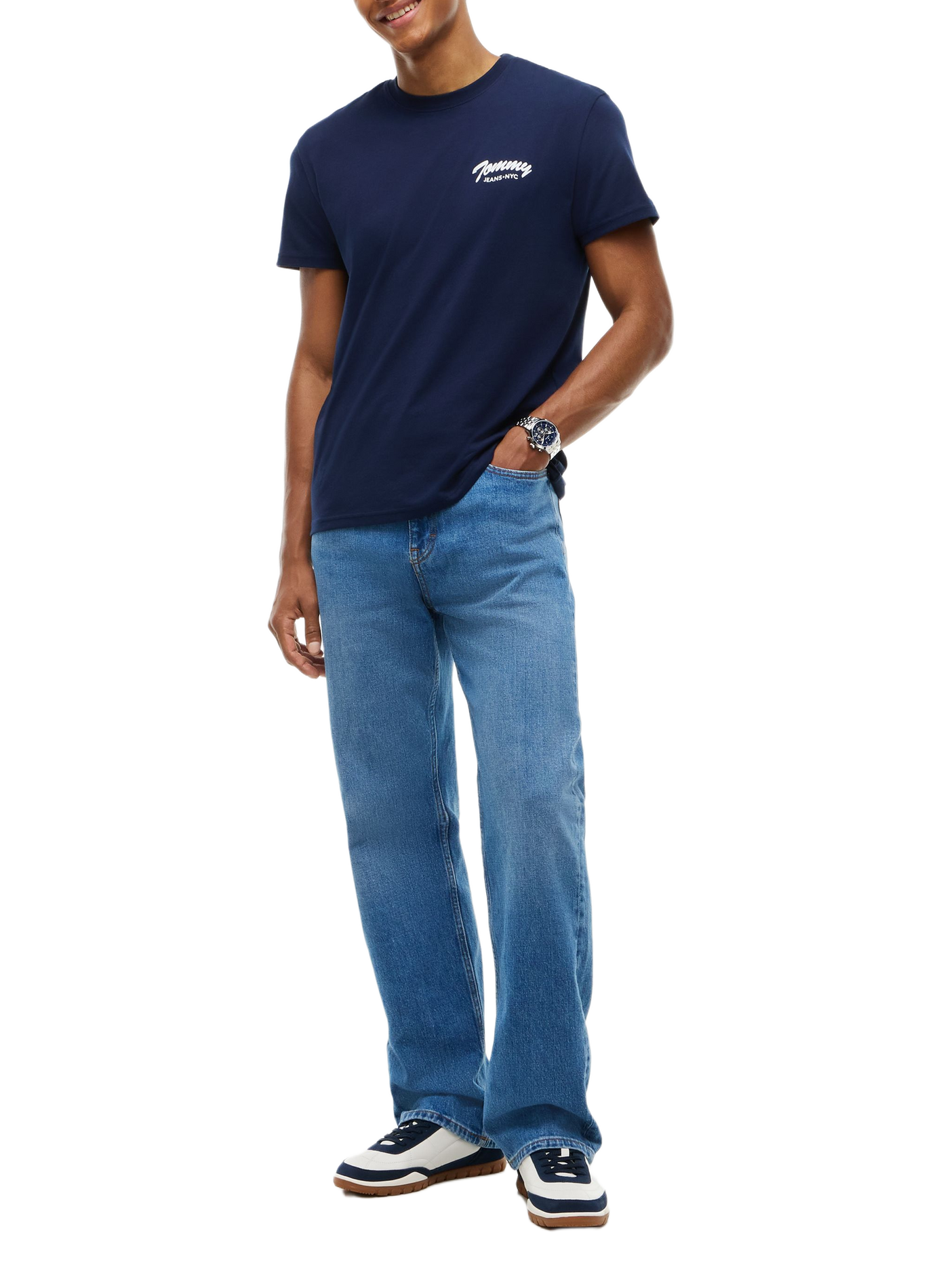 T-shirt col rond uni à sérigraphies TOMMY HILFIGER Bleu