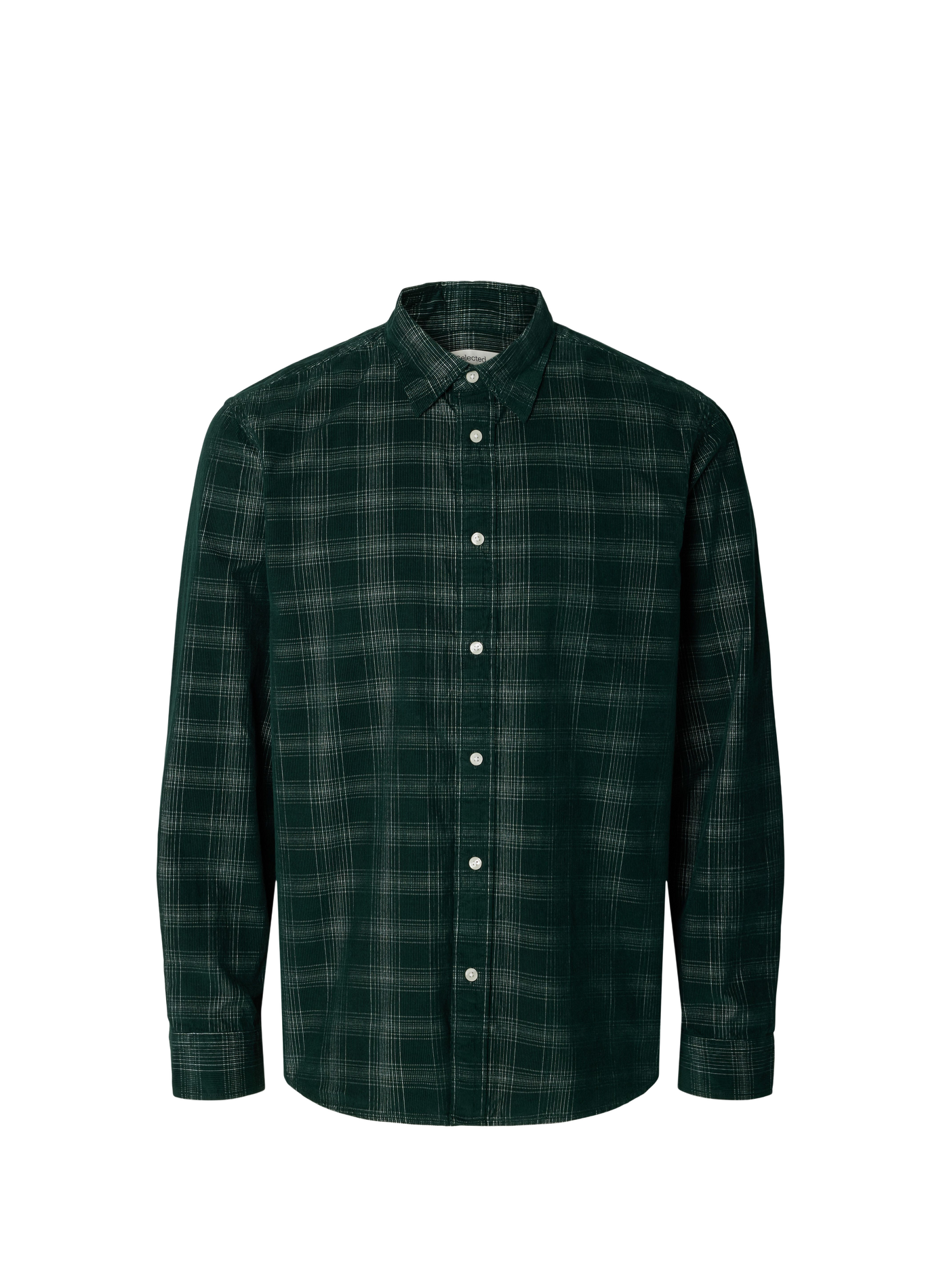Camicia a quadri con colletto classico in cotone SELECTED Verde