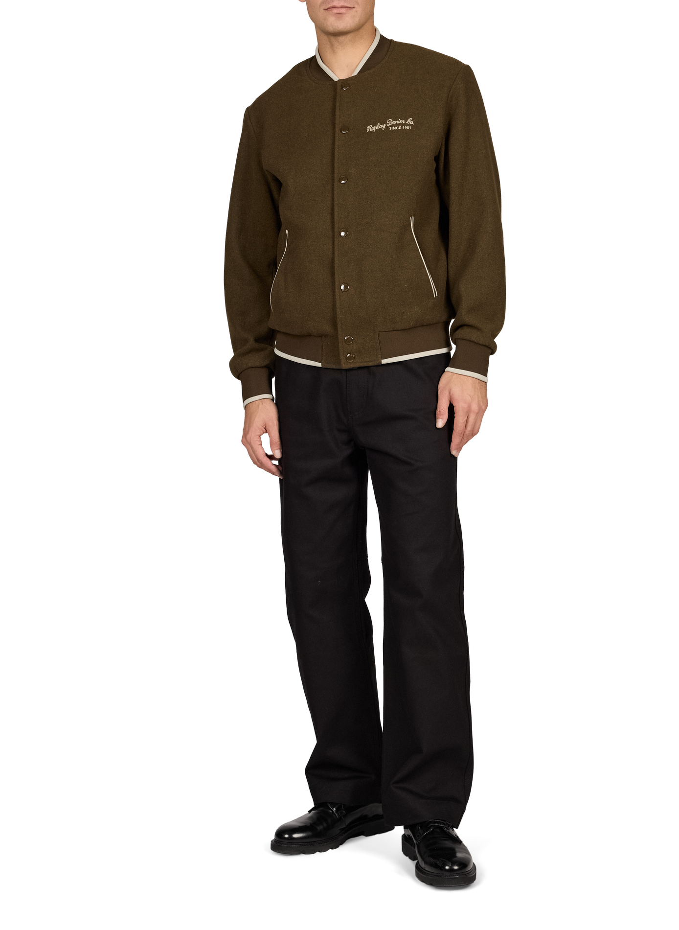Straight-fit blazer REPLAY Brown