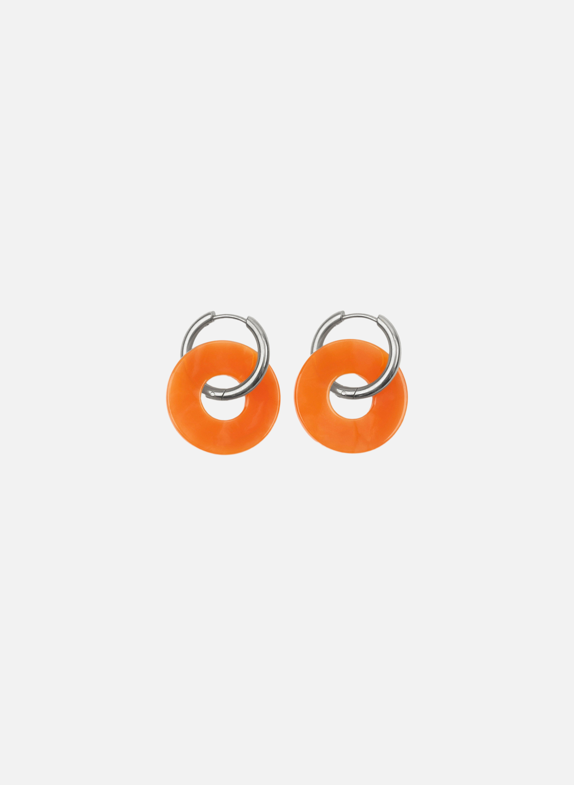 Boucles d'oreilles donuts avec anneaux en acier inoxydable argenté | Orange KURAGE GINZA Montres et Bijoux
