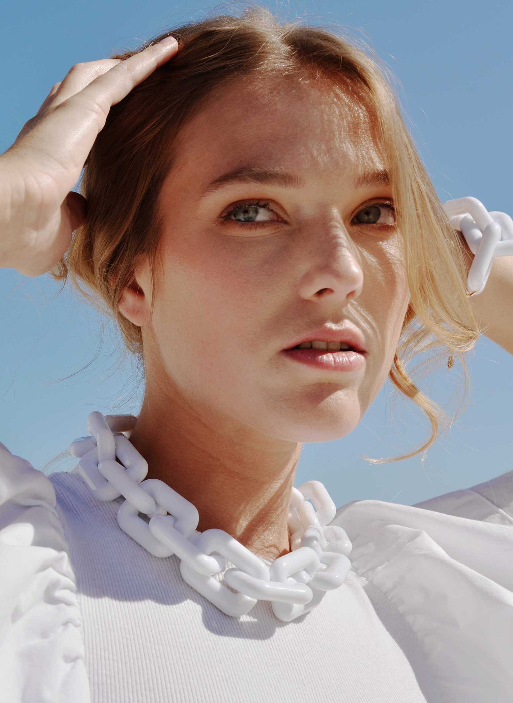 Collier grosse maille léger en aluminium rhymes HIPANEMA Blanc