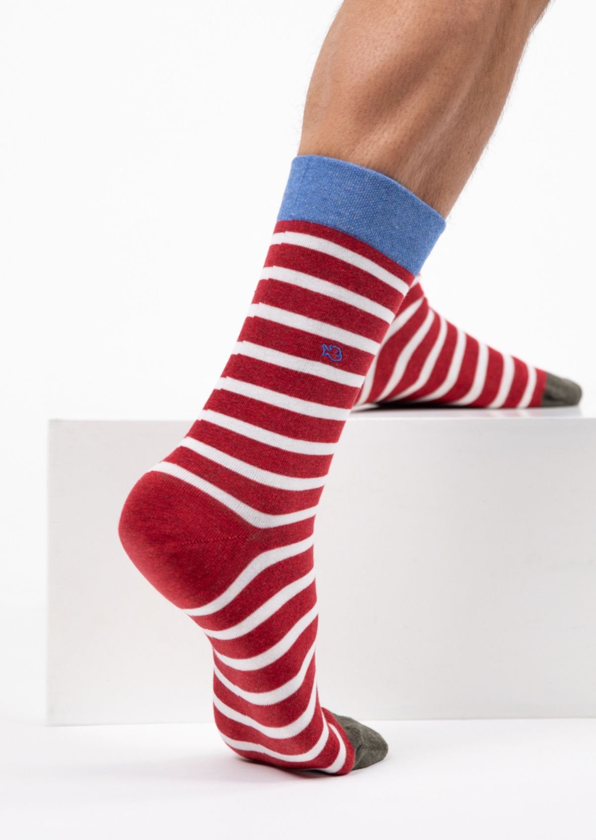 Chaussettes en coton peigné à rayures larges BILLYBELT Rouge