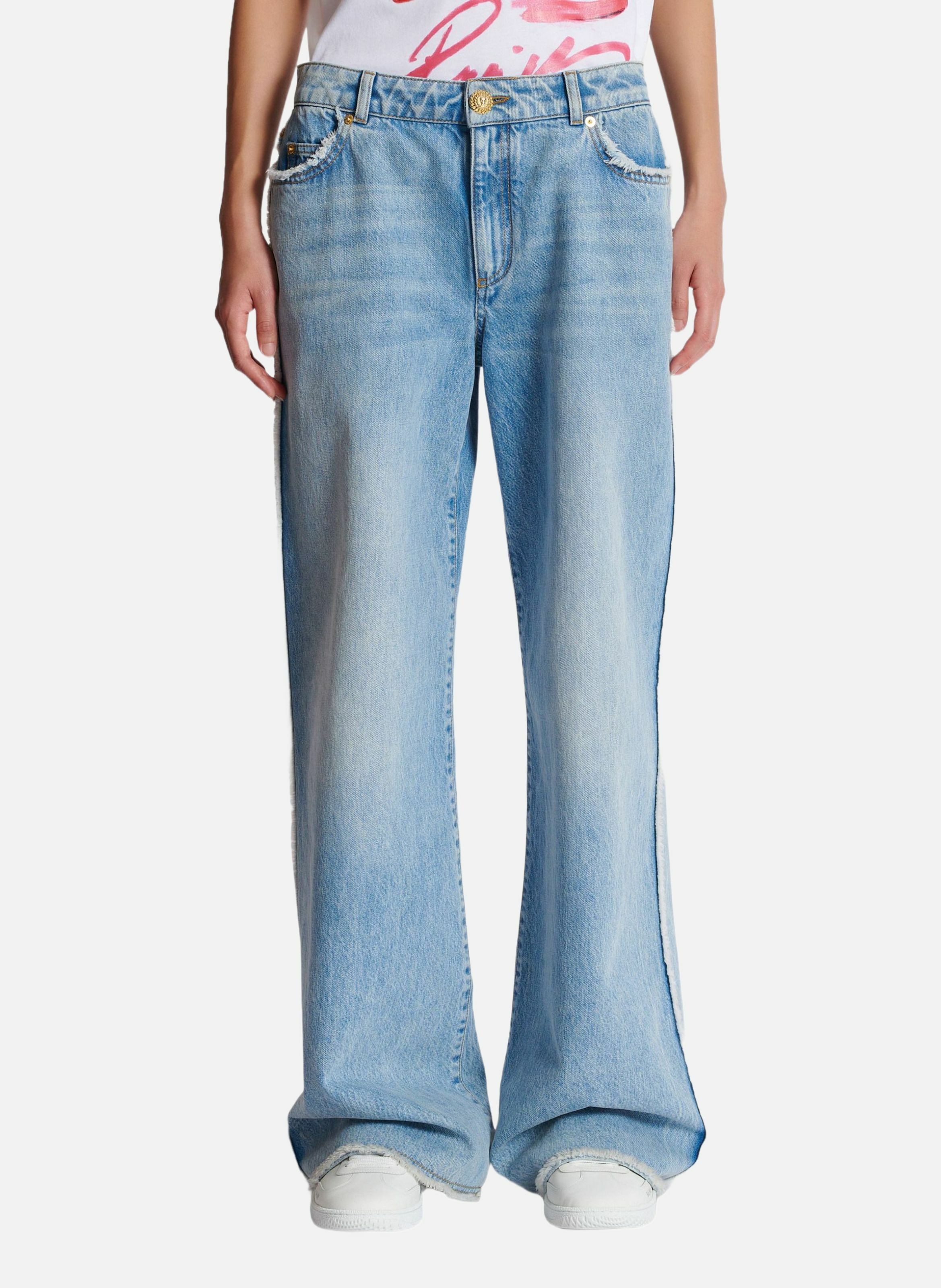 Jean droit en denim BALMAIN Bleu