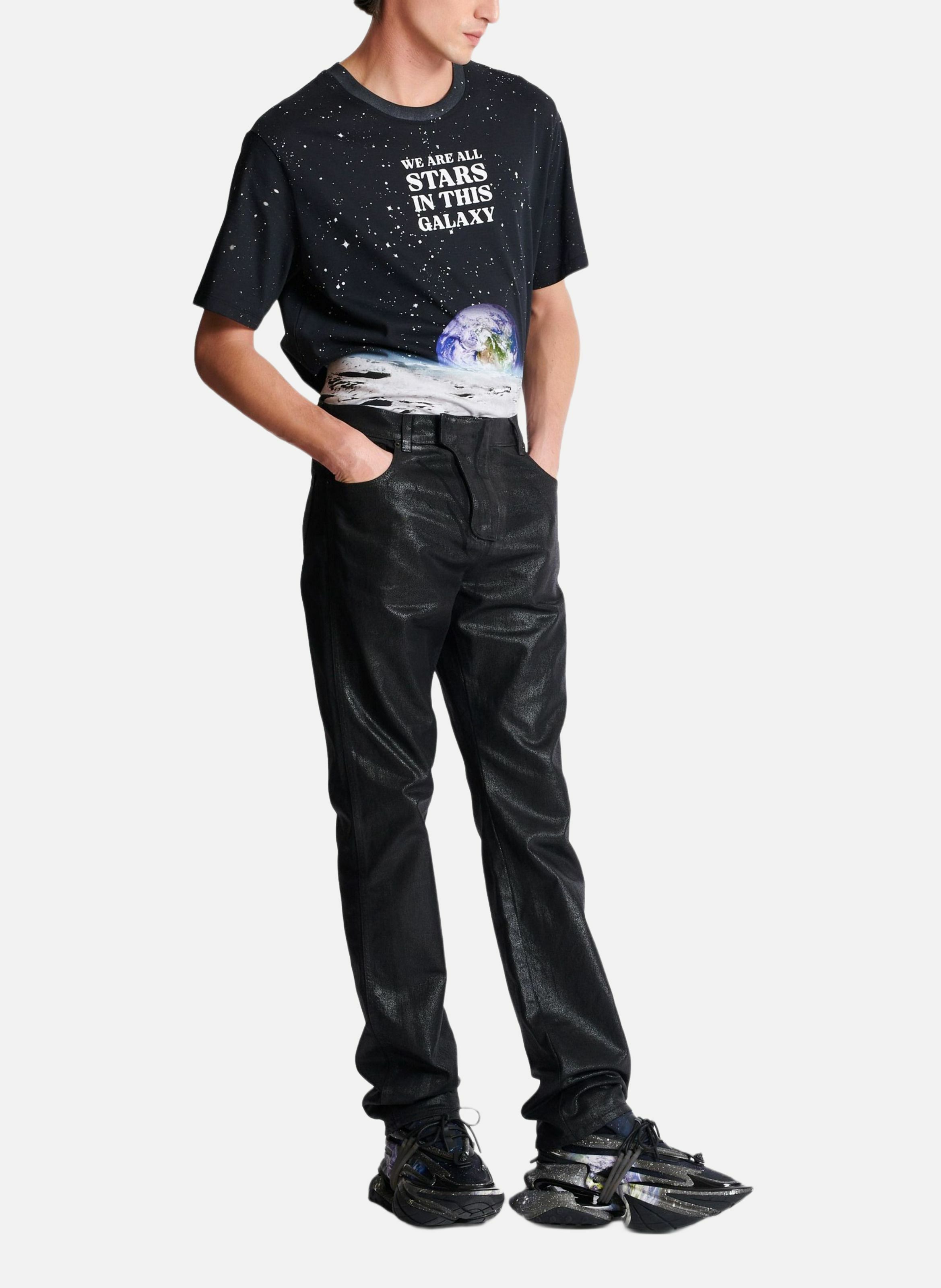 Jean regular en denim enduit BALMAIN Noir