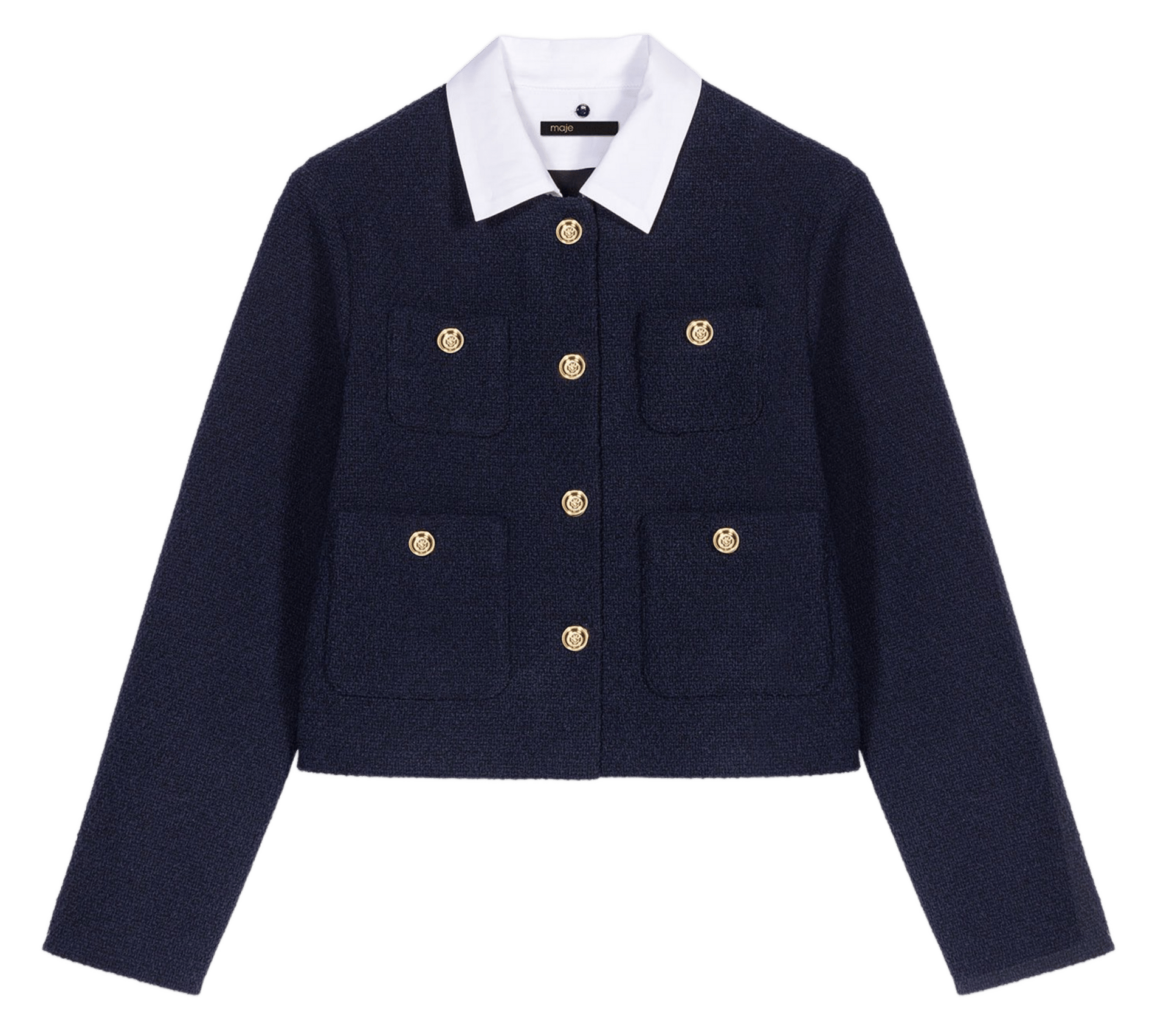 Veste droite en coton mélangé Bleu