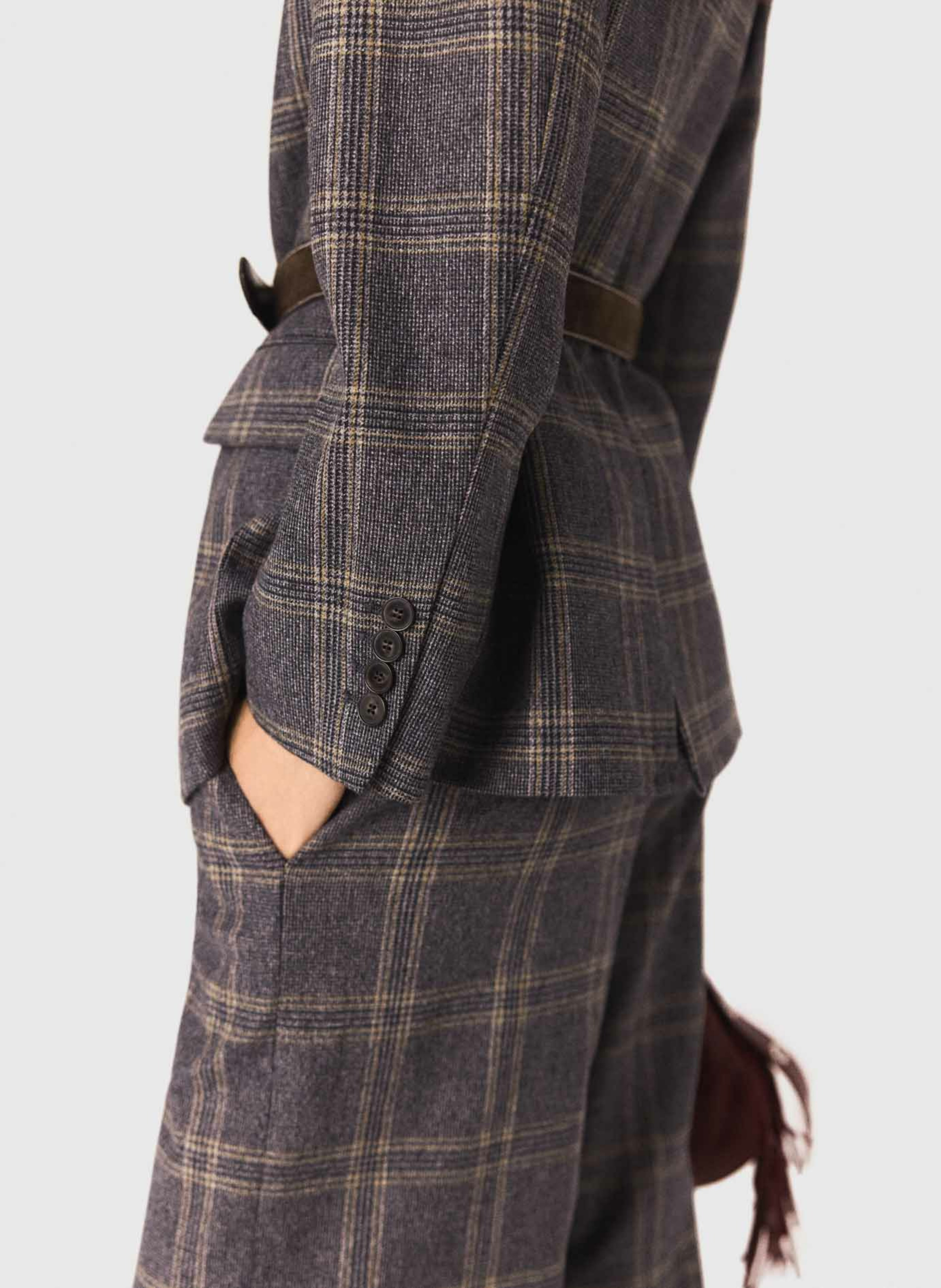 Veste col tailleur à carreau MAJE Gris