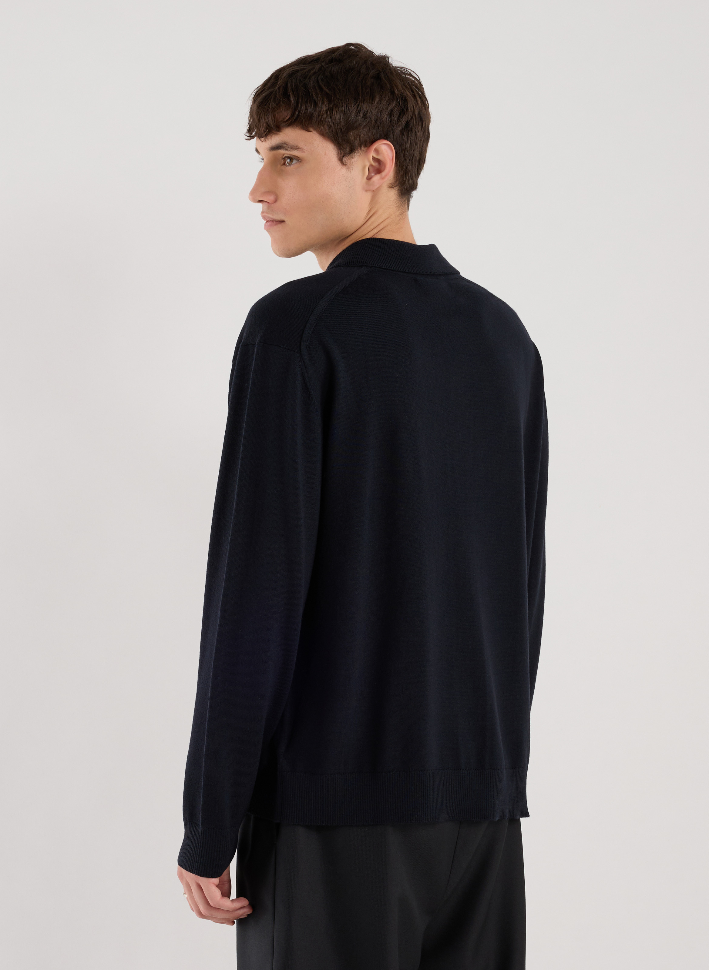 Merino wool polo neck sweater SAISON 1865 Blue