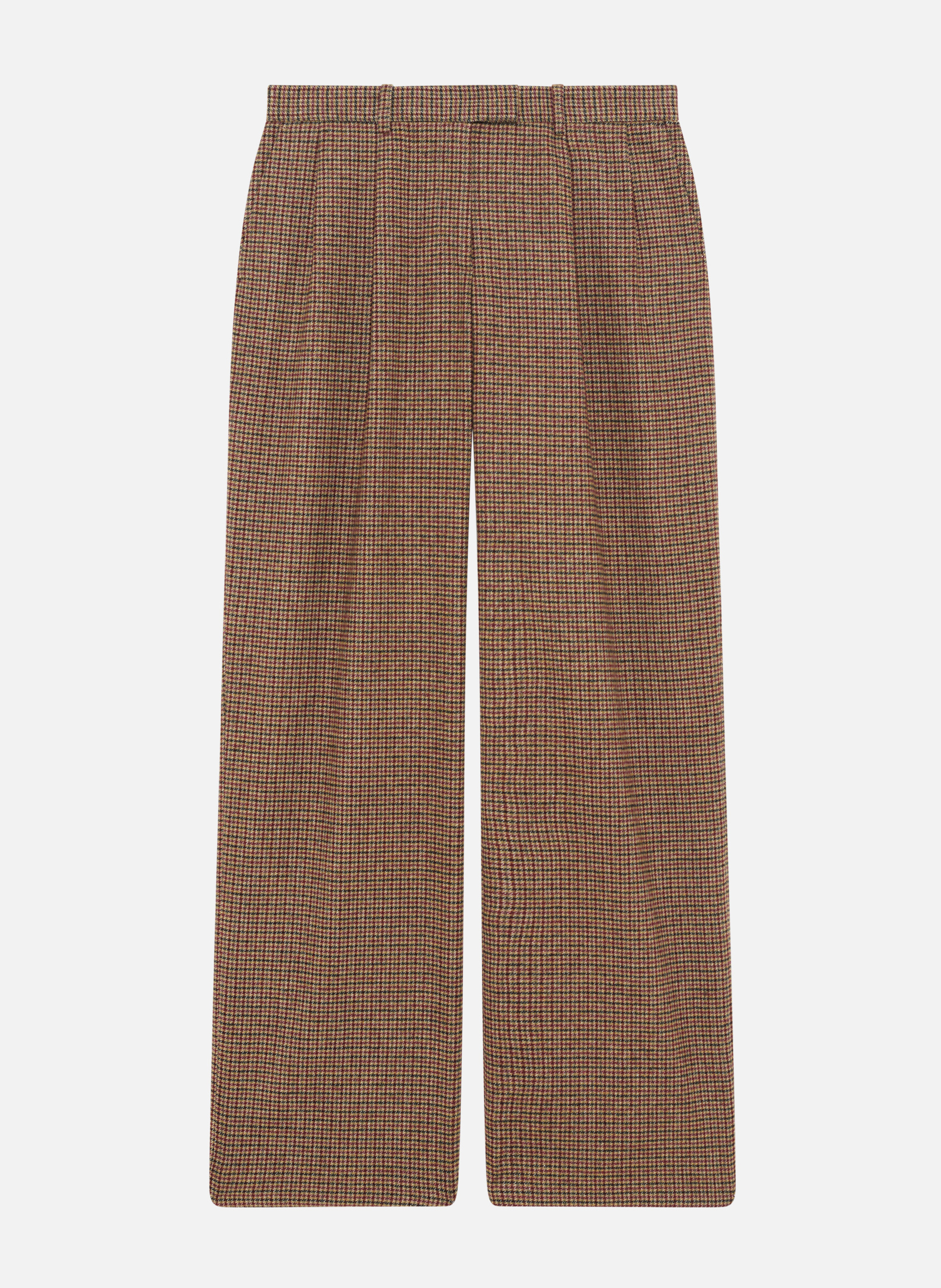 Pantalon tailleur large en pied de poule THE KOOPLES Marron