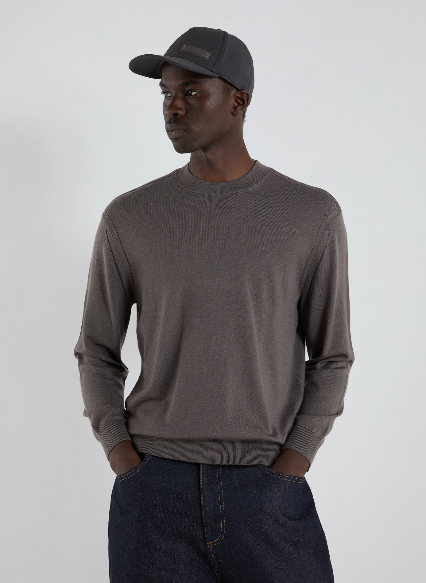 ARMANI EXCHANGE Pull col rond en laine mélangée Marron