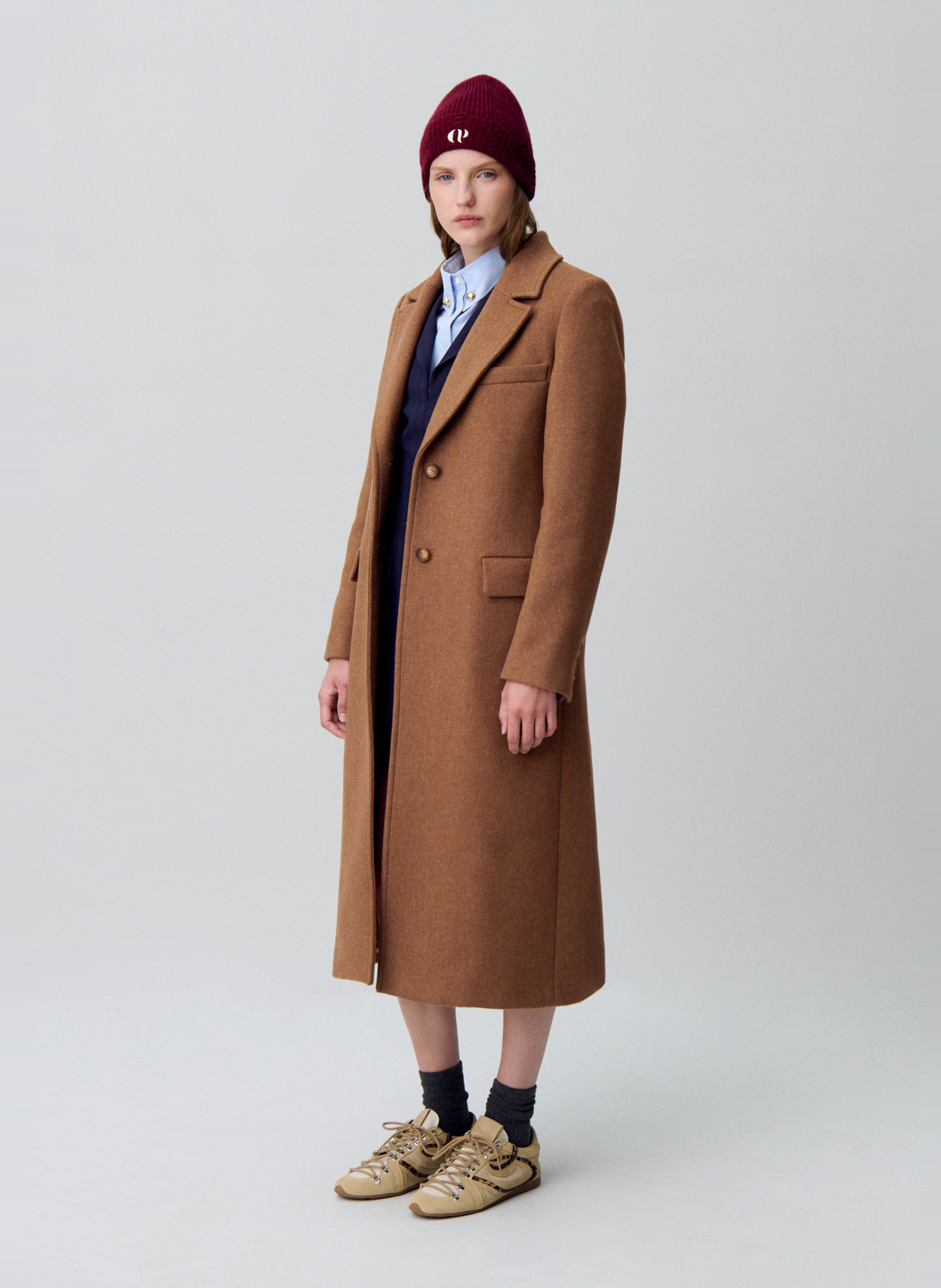 Manteau mi-long oversize uni ginnybis CLAUDIE PIERLOT Beige