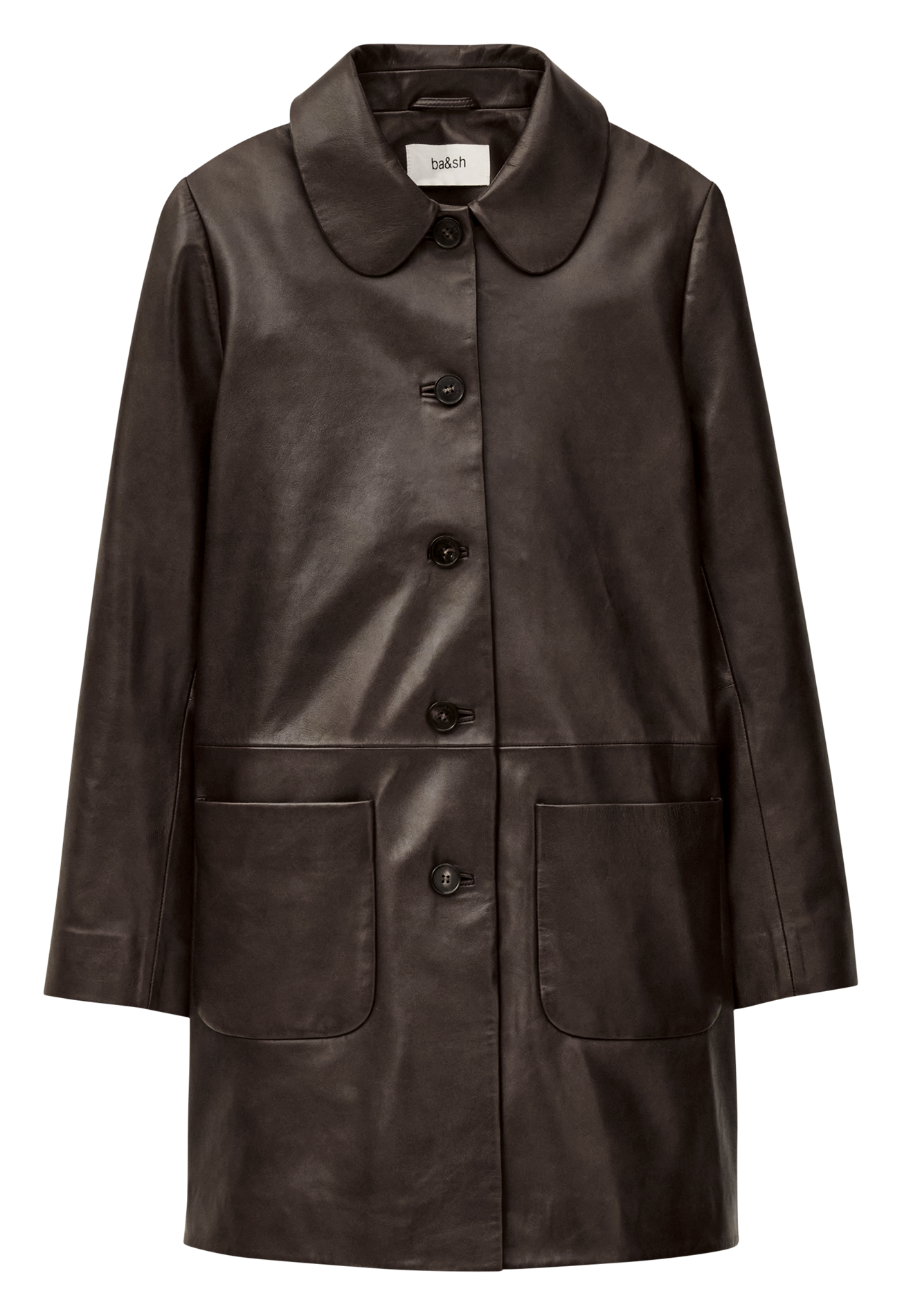 Veste en cuir col chemise madie BA&SH Marron