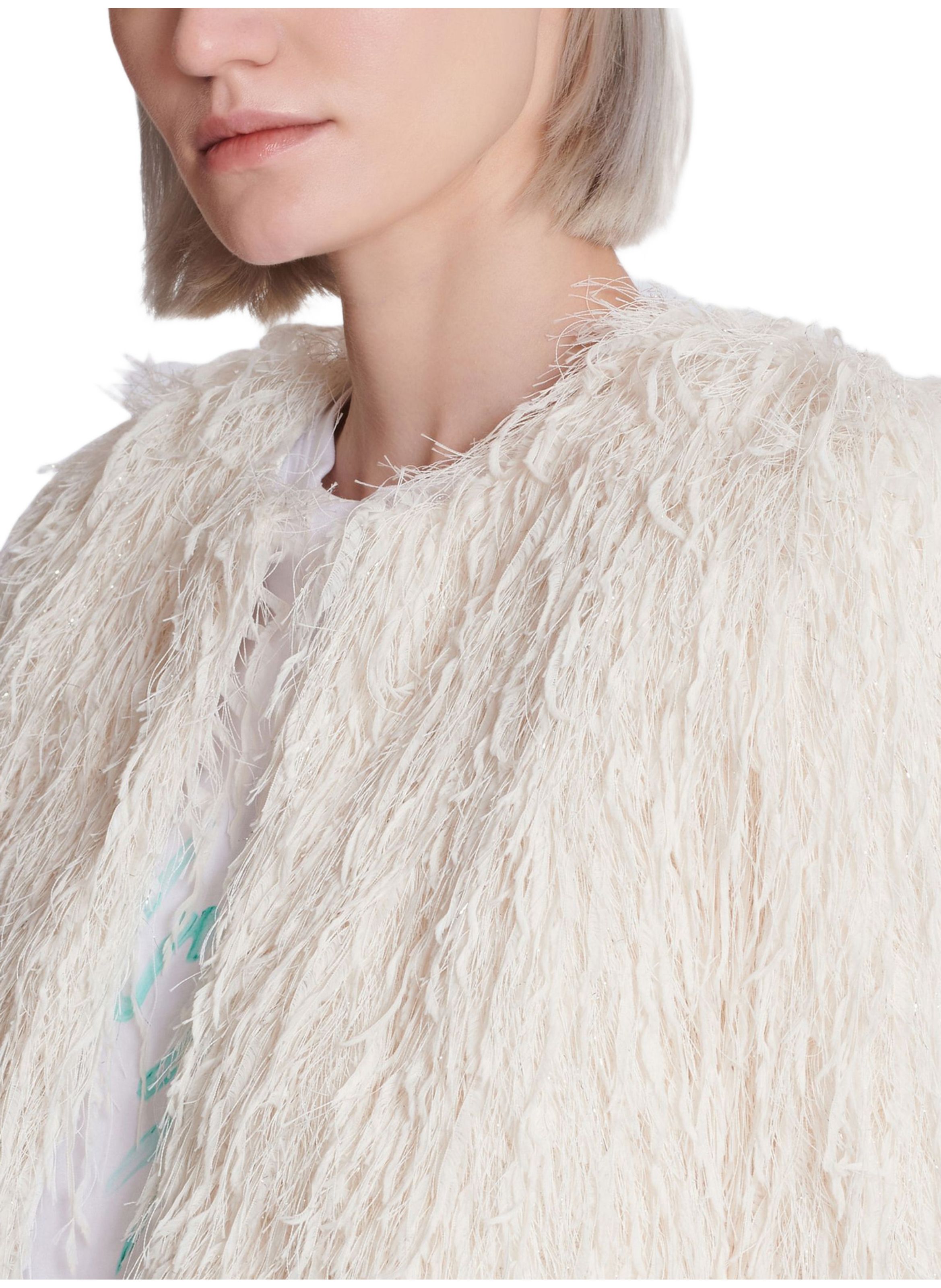 Spencer long à franges BALMAIN Blanc