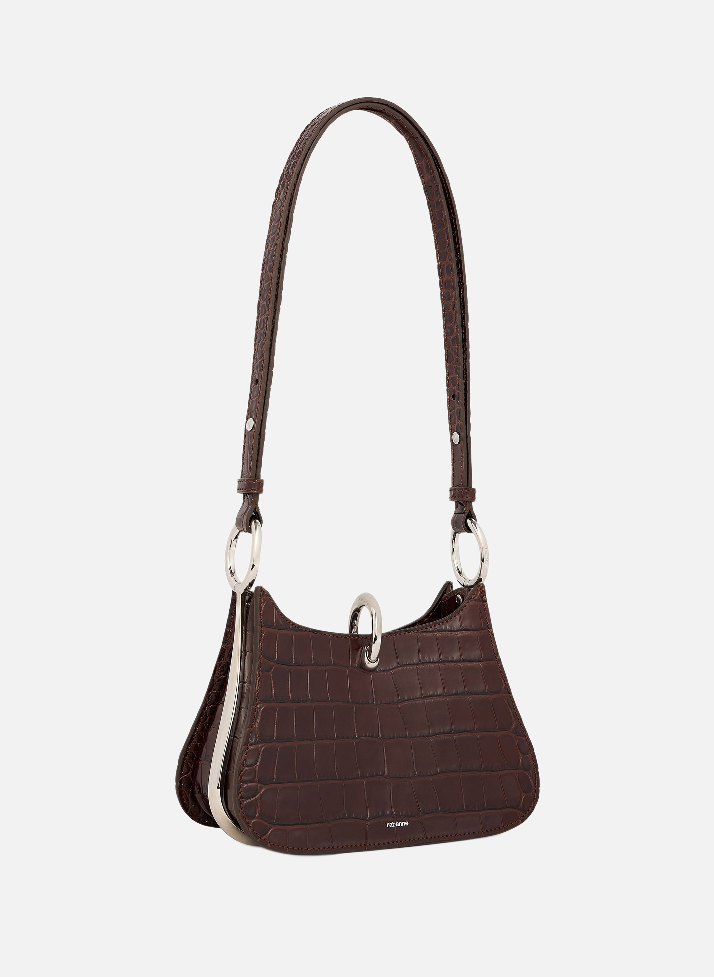 Petit sac ring en cuir RABANNE Marron