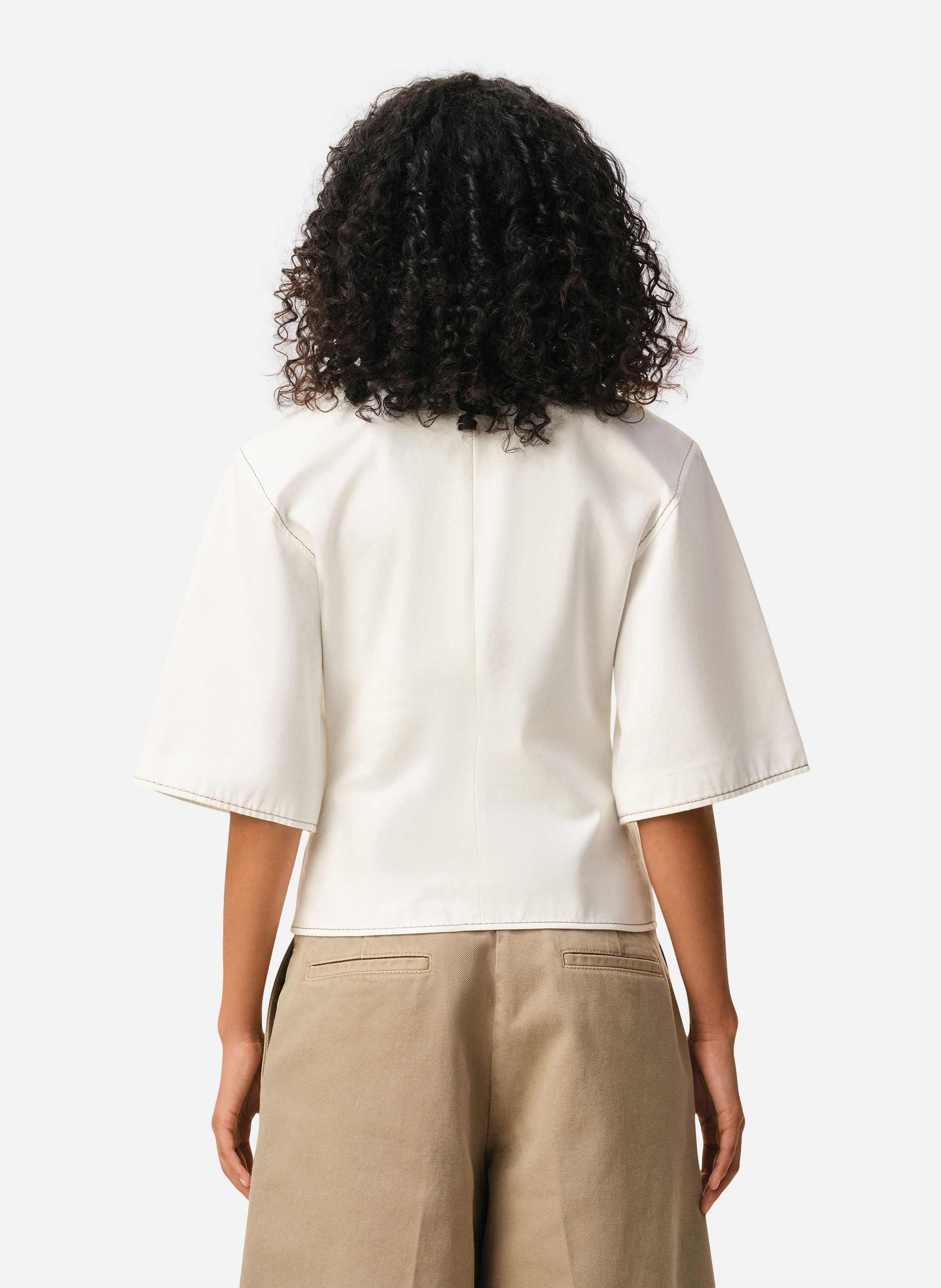 Top ajusté manches courtes en coton AMI PARIS Blanc