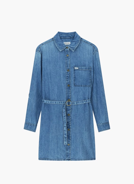 guess denim shirt dress 1980s Guess Jeans Denim Dress, Loose Fit, Striped Denim, Size Medium, All Cotton, Button Front, Vintage Clothing, 1980s Fashion, Boho Dress