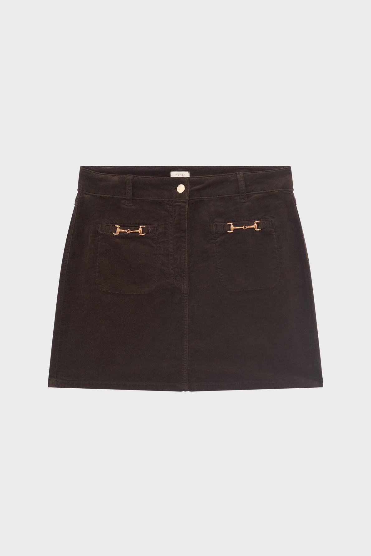 Mini-jupe en velours aux mors dorés - blanka PABLO Marron
