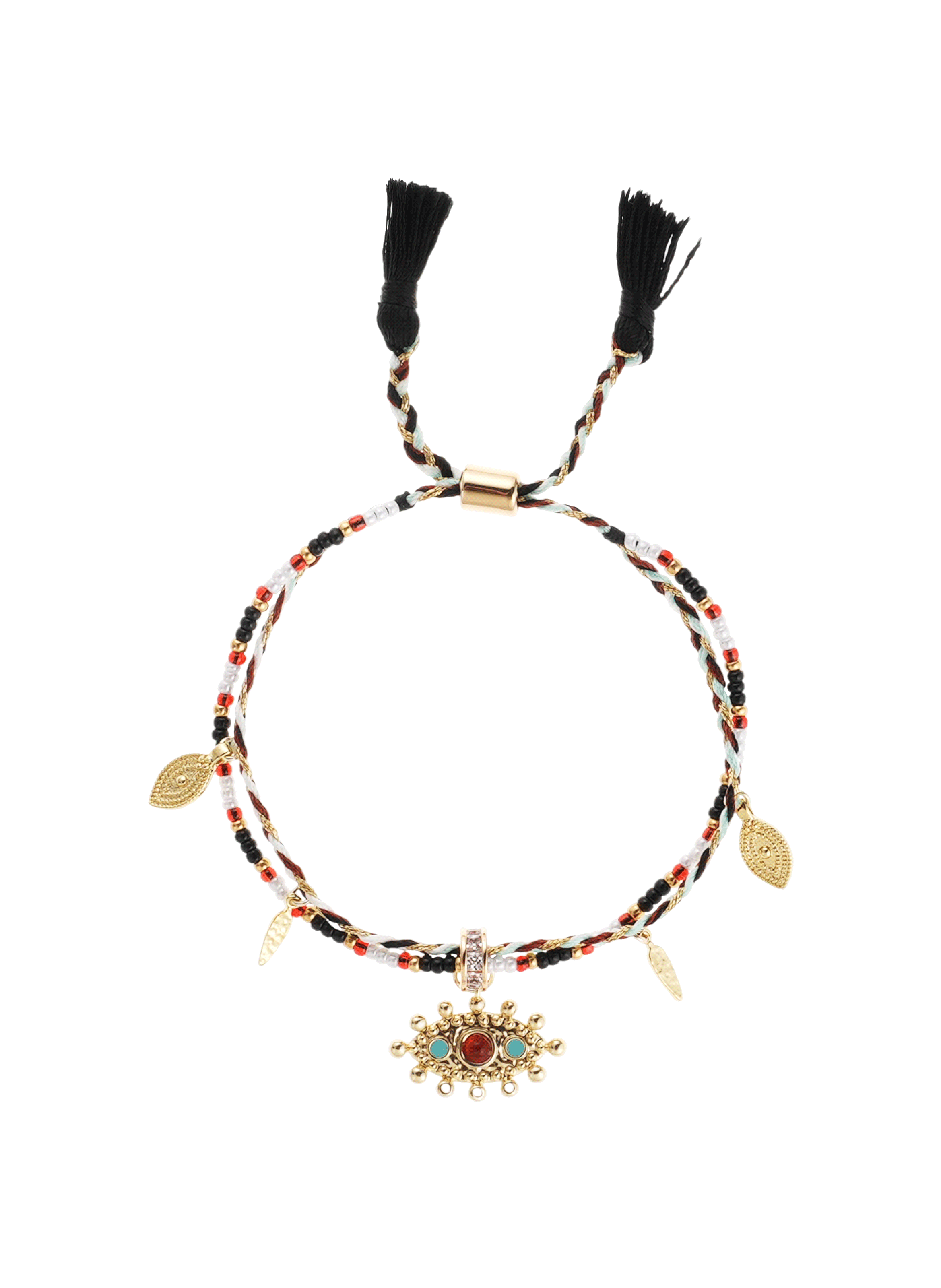 Bracelet multiliens réglable pampilles INSOLENTE HIPANEMA Noir