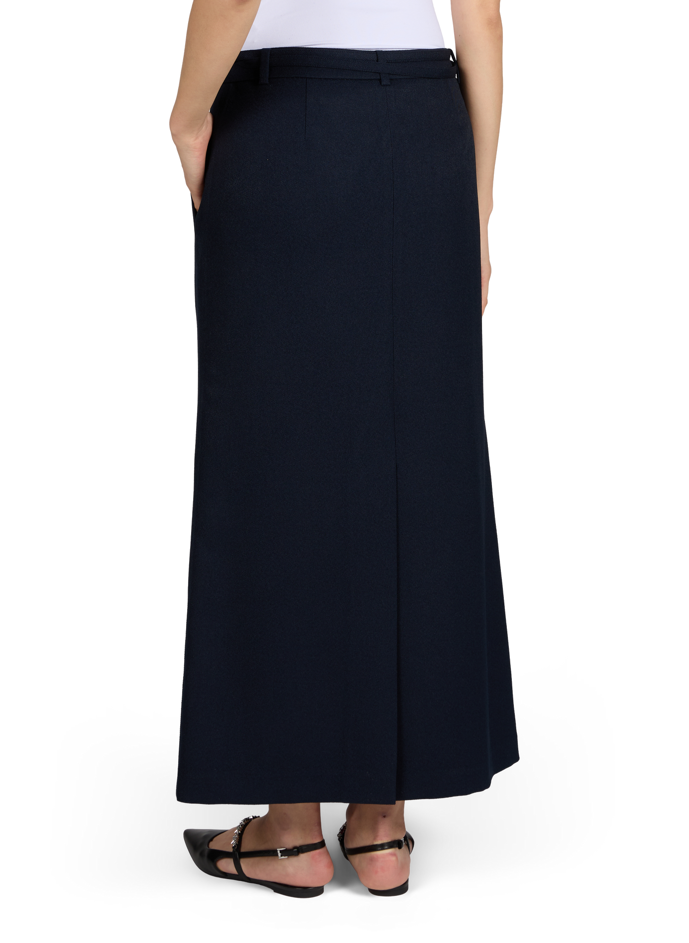 Solid long skirt with belt LE 17 SEPTEMBRE Blue