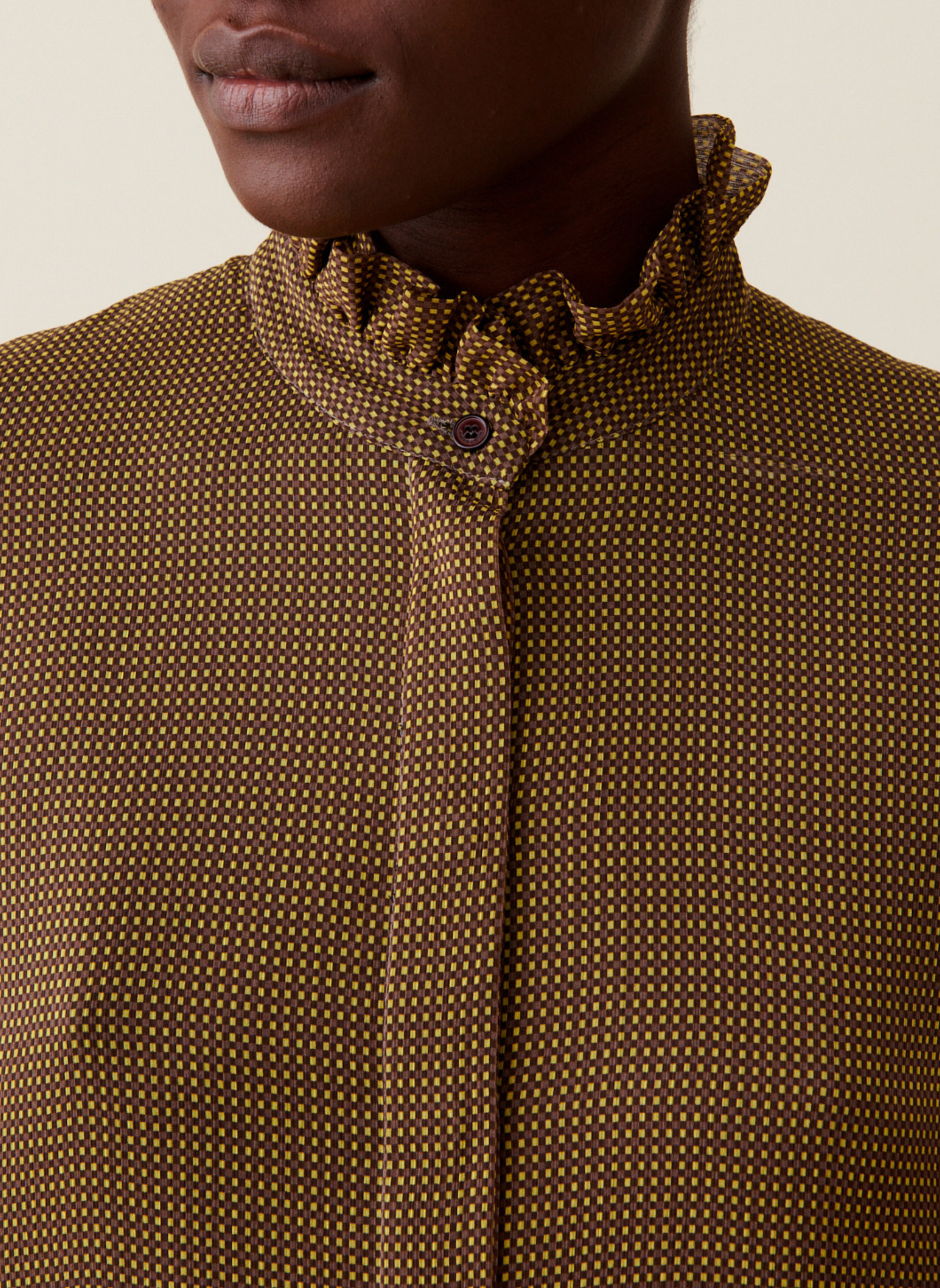 Chemise fluide à petits carreaux CLAUDIE PIERLOT Jaune