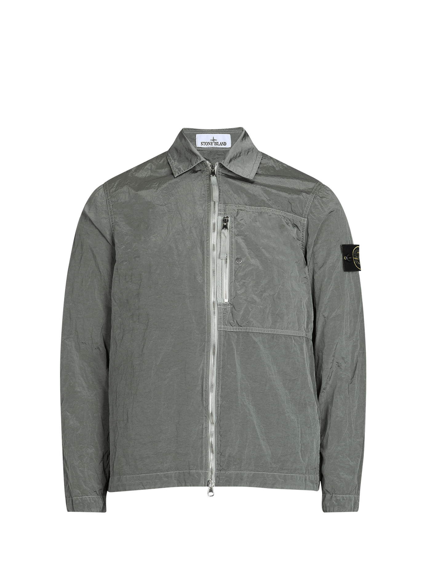 Surchemise droite zippée en tissu technique STONE ISLAND Gris