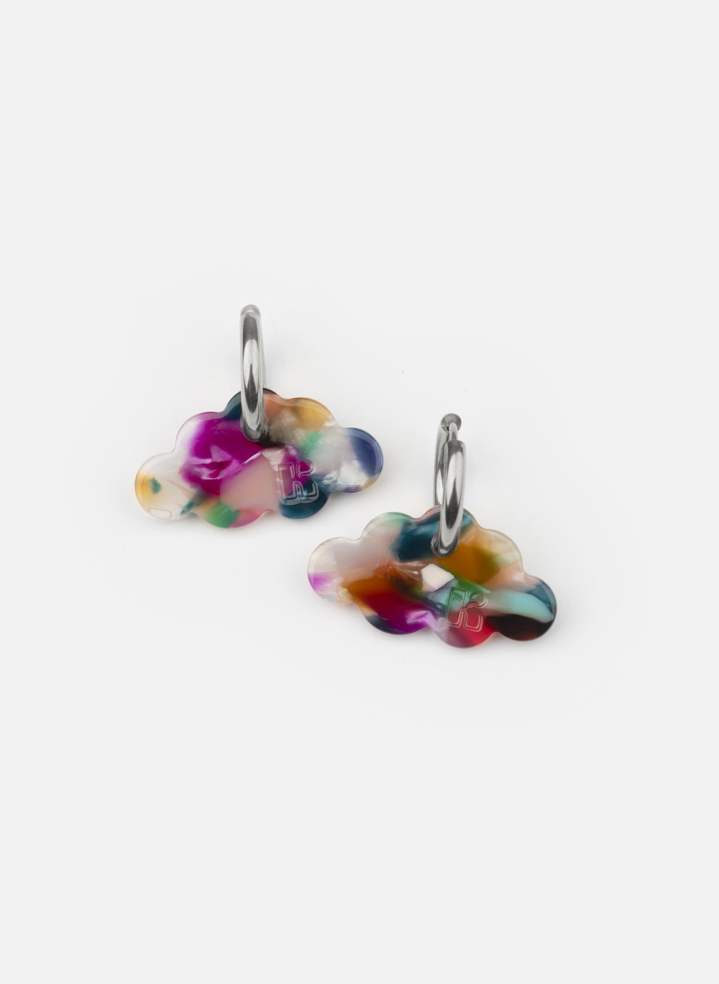 Boucles d'oreilles nuage avec anneaux en acier inoxydable doré KURAGE GINZA Multicolore