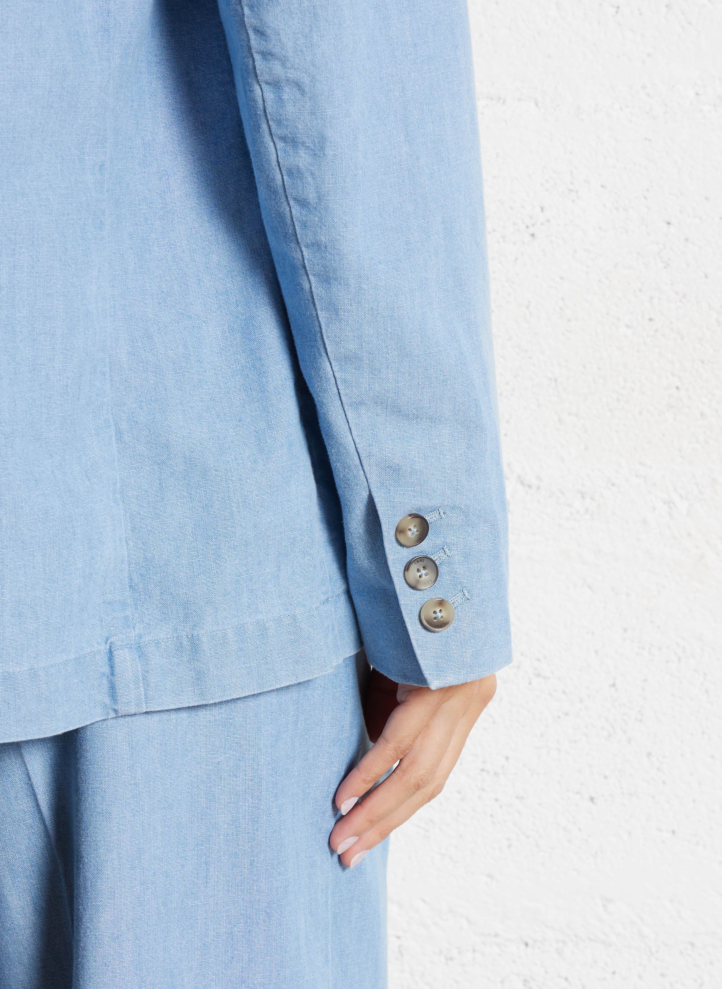 Veste droite col tailleur en coton IKKS Bleu
