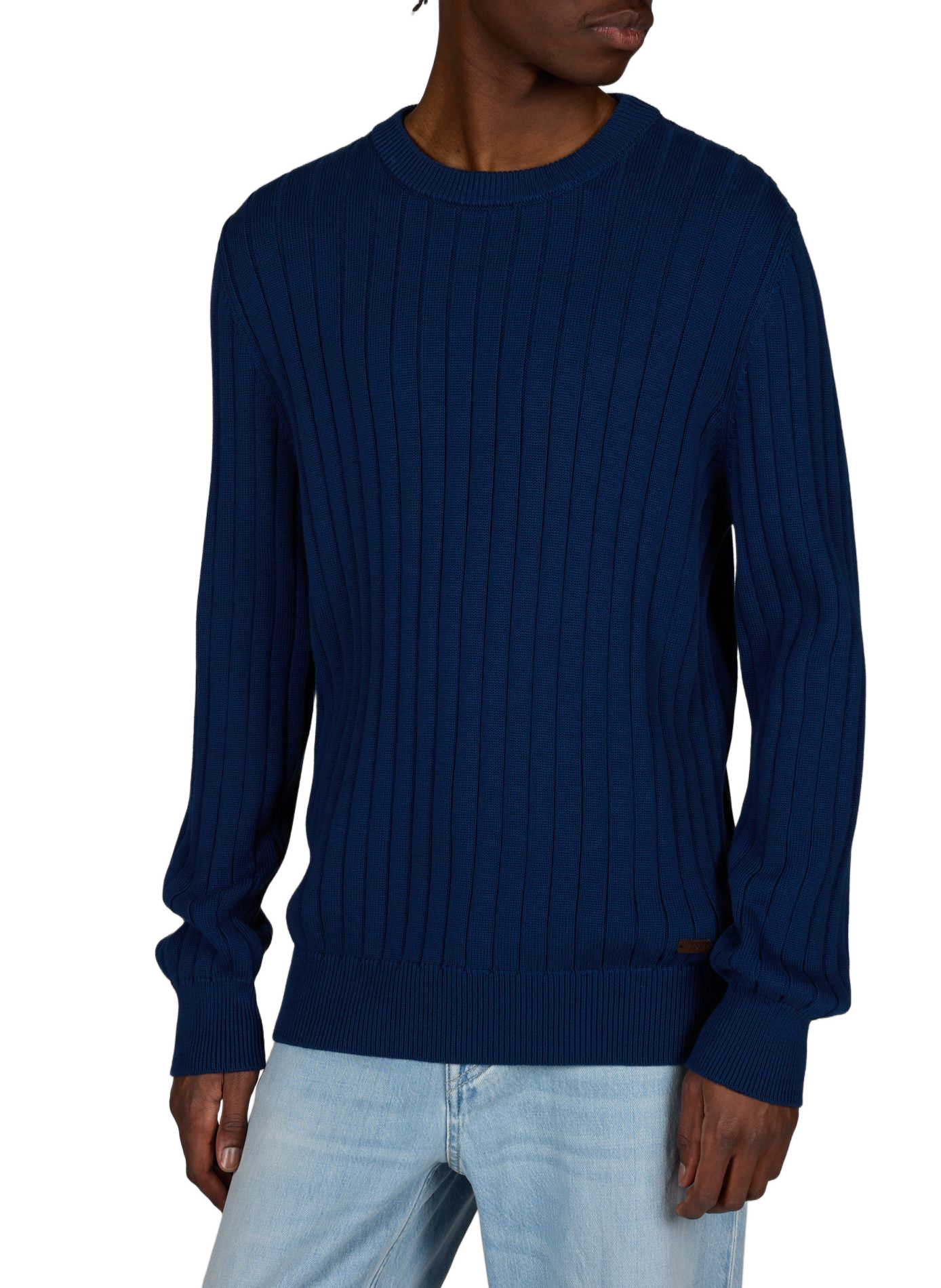 Pull col rond en coton ETON Bleu