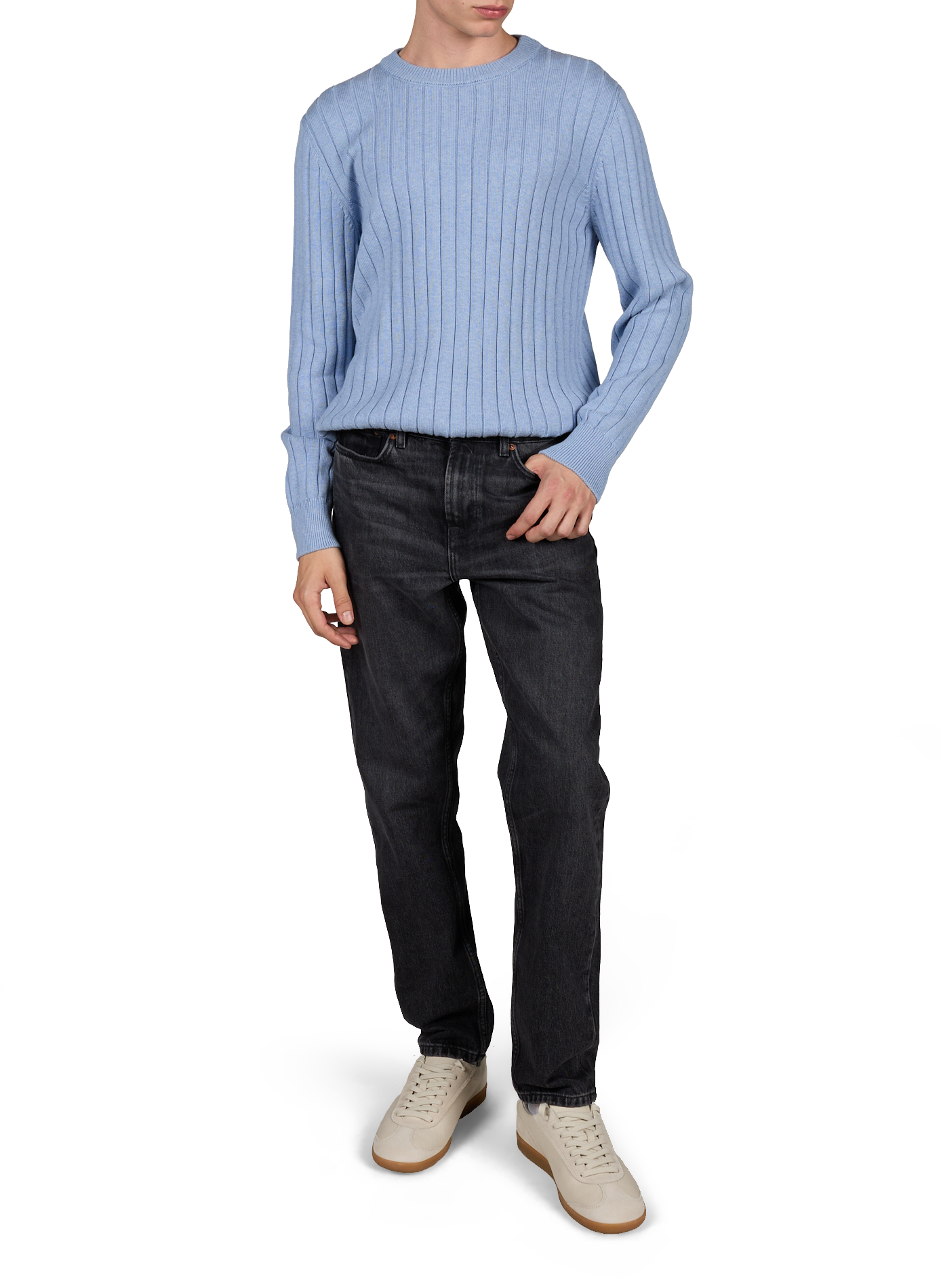 Pull col rond en coton ETON Bleu