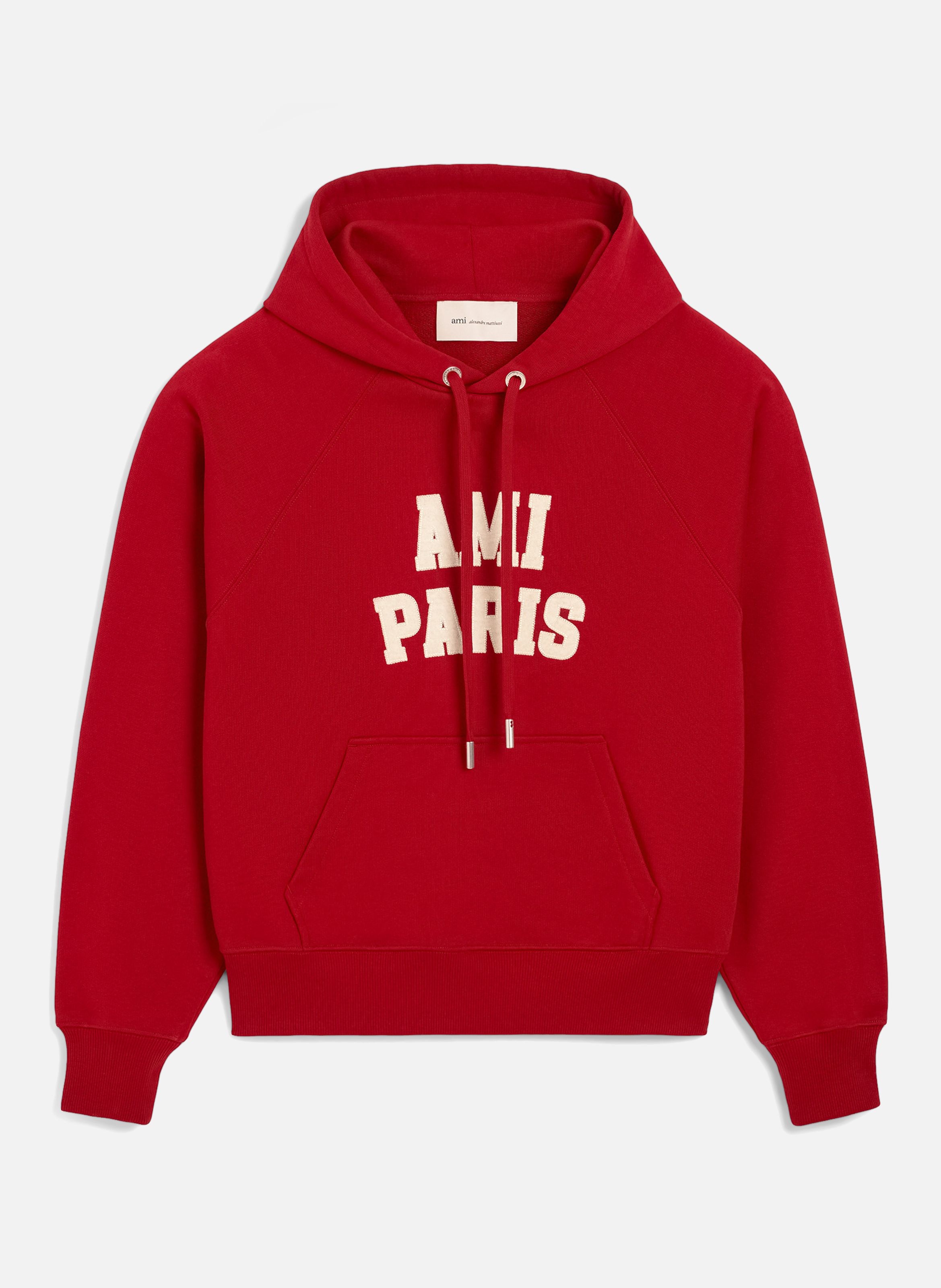 Hoodie unisexe en coton broderie ami paris AMI PARIS Rouge