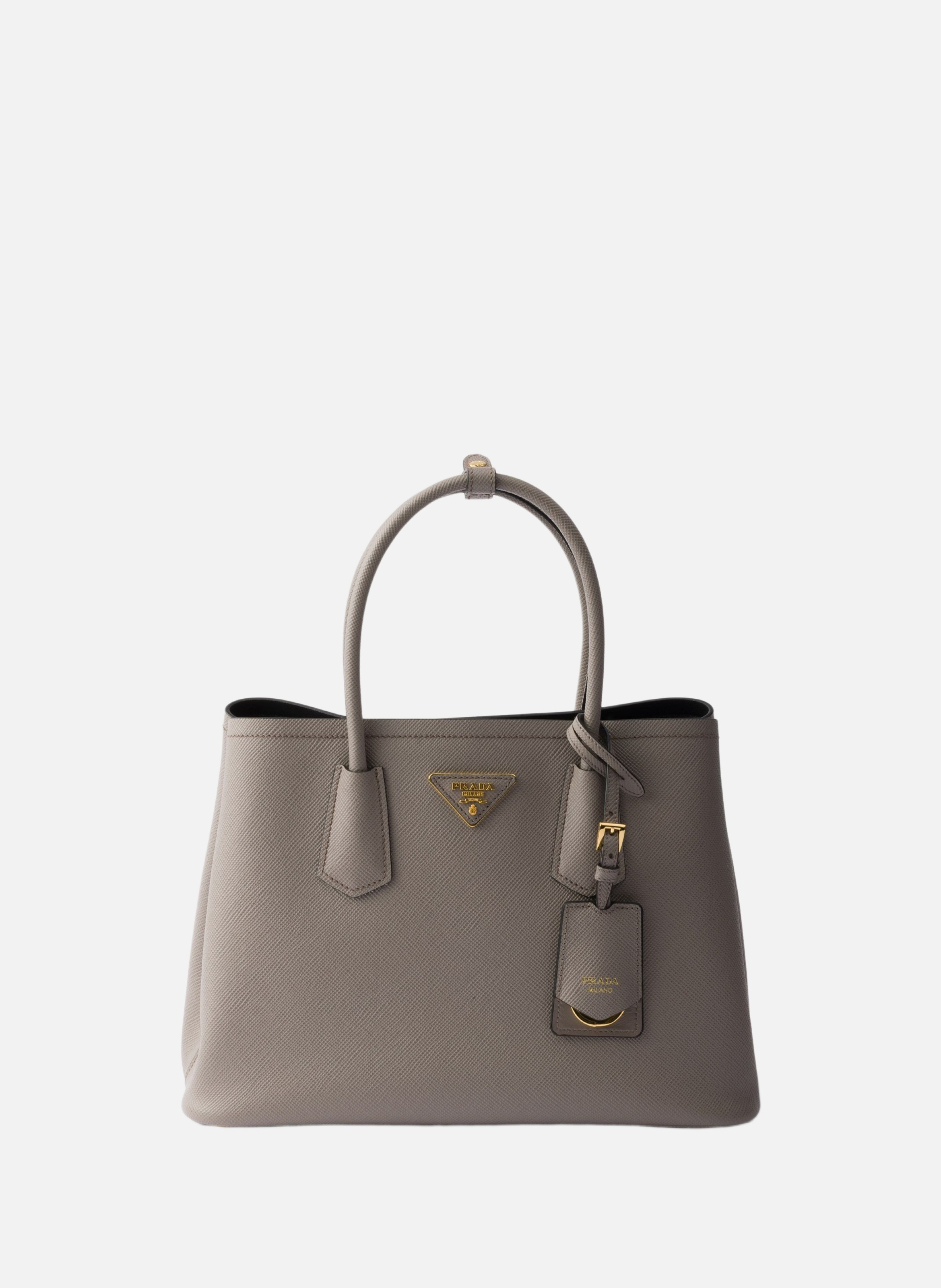 Sac prada double en cuir saffiano PRADA Gris