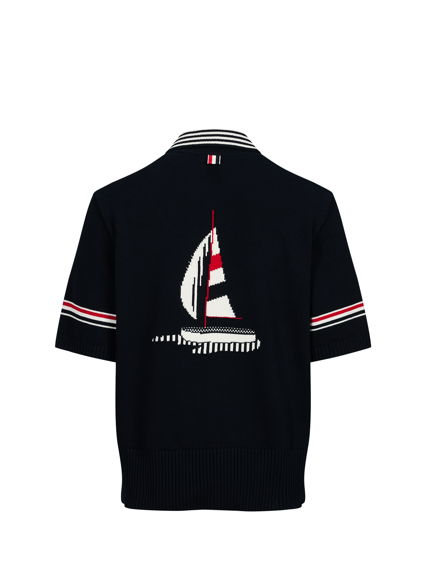 Polo met korte mouwen van gebreide stof THOM BROWNE Blauw