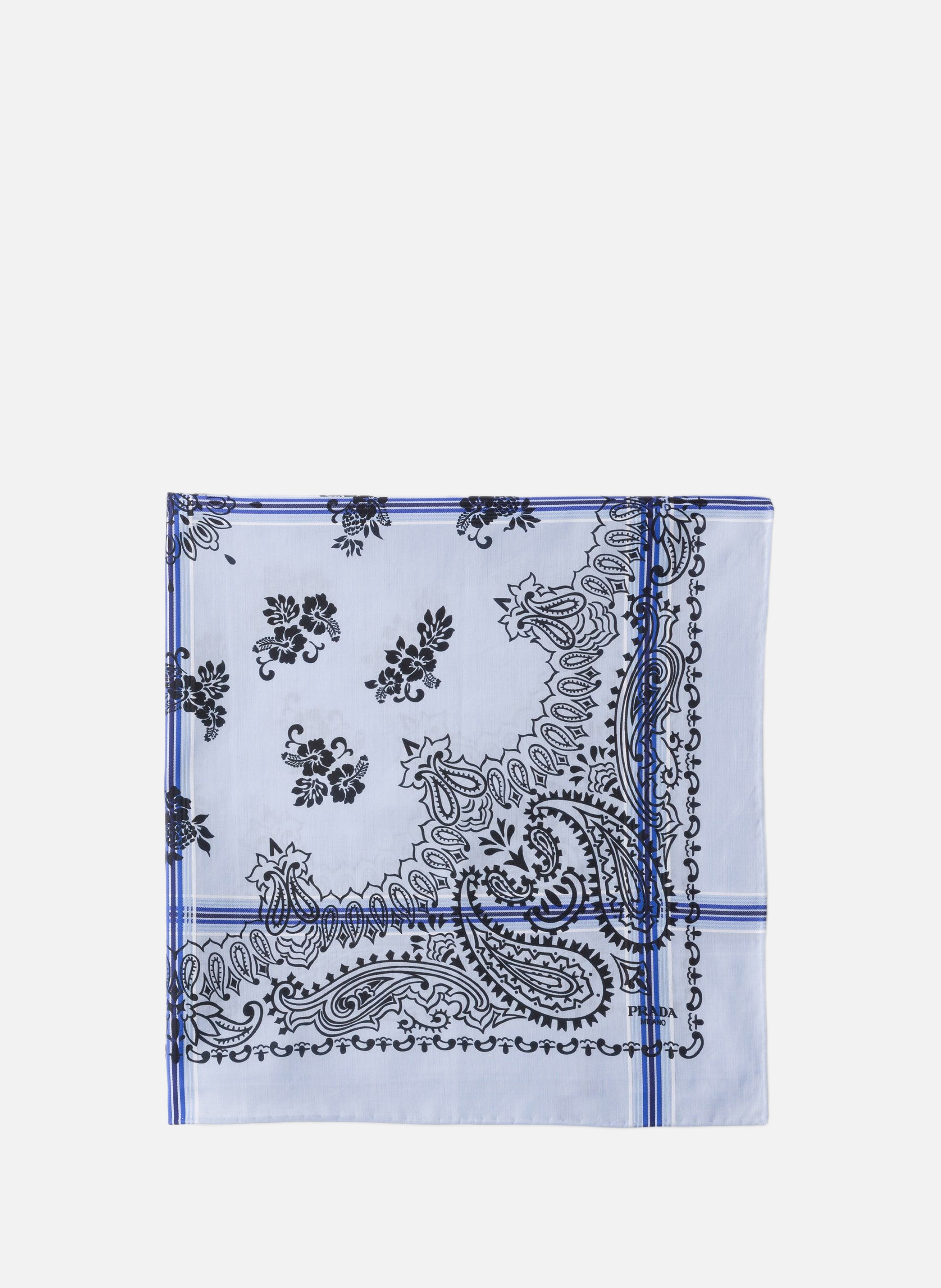 Foulard en coton imprimé 65 PRADA Bleu