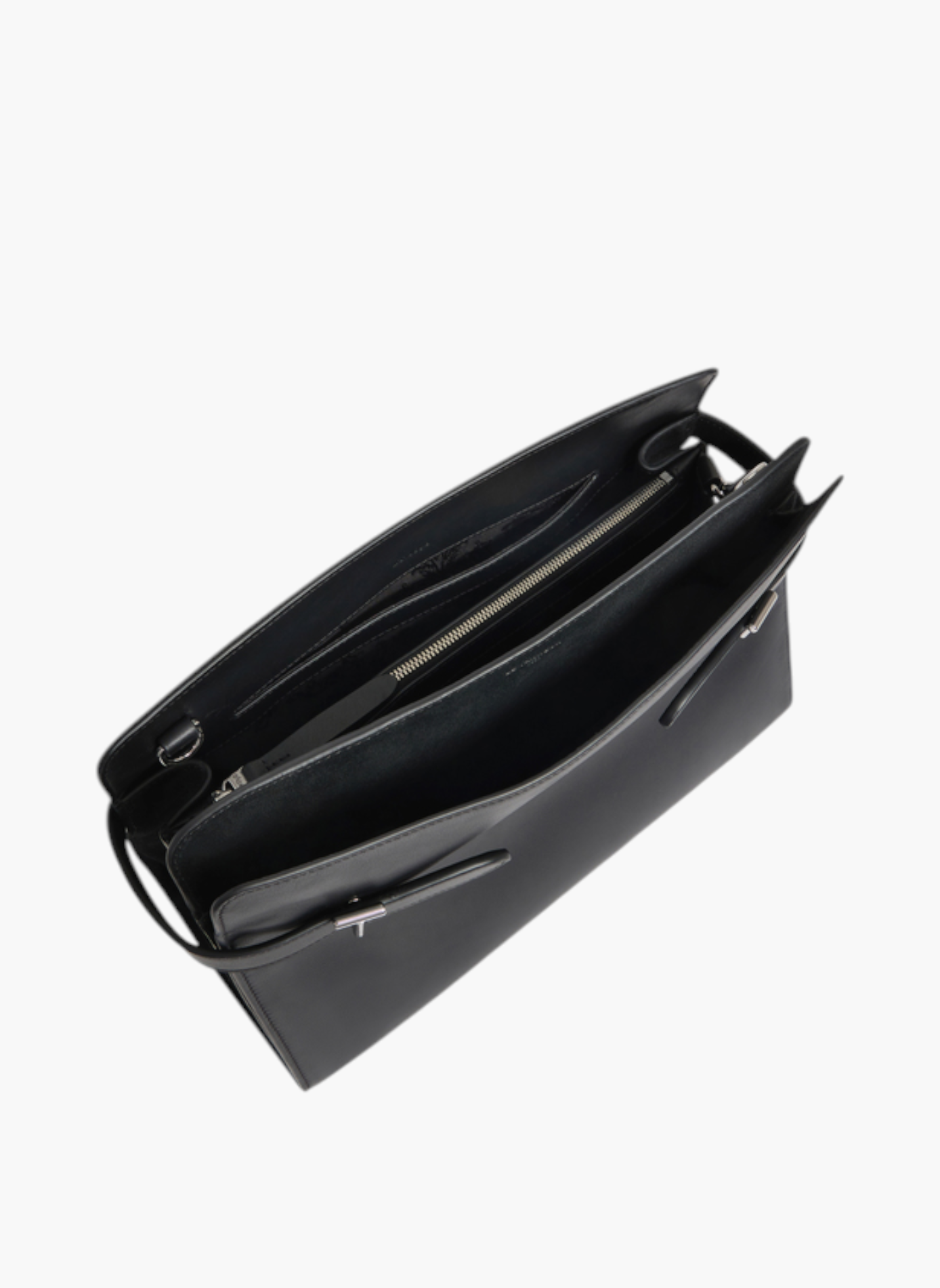 Sac porté épaule grand modèle emie en cuir lisse et refente de velours LE TANNEUR Noir