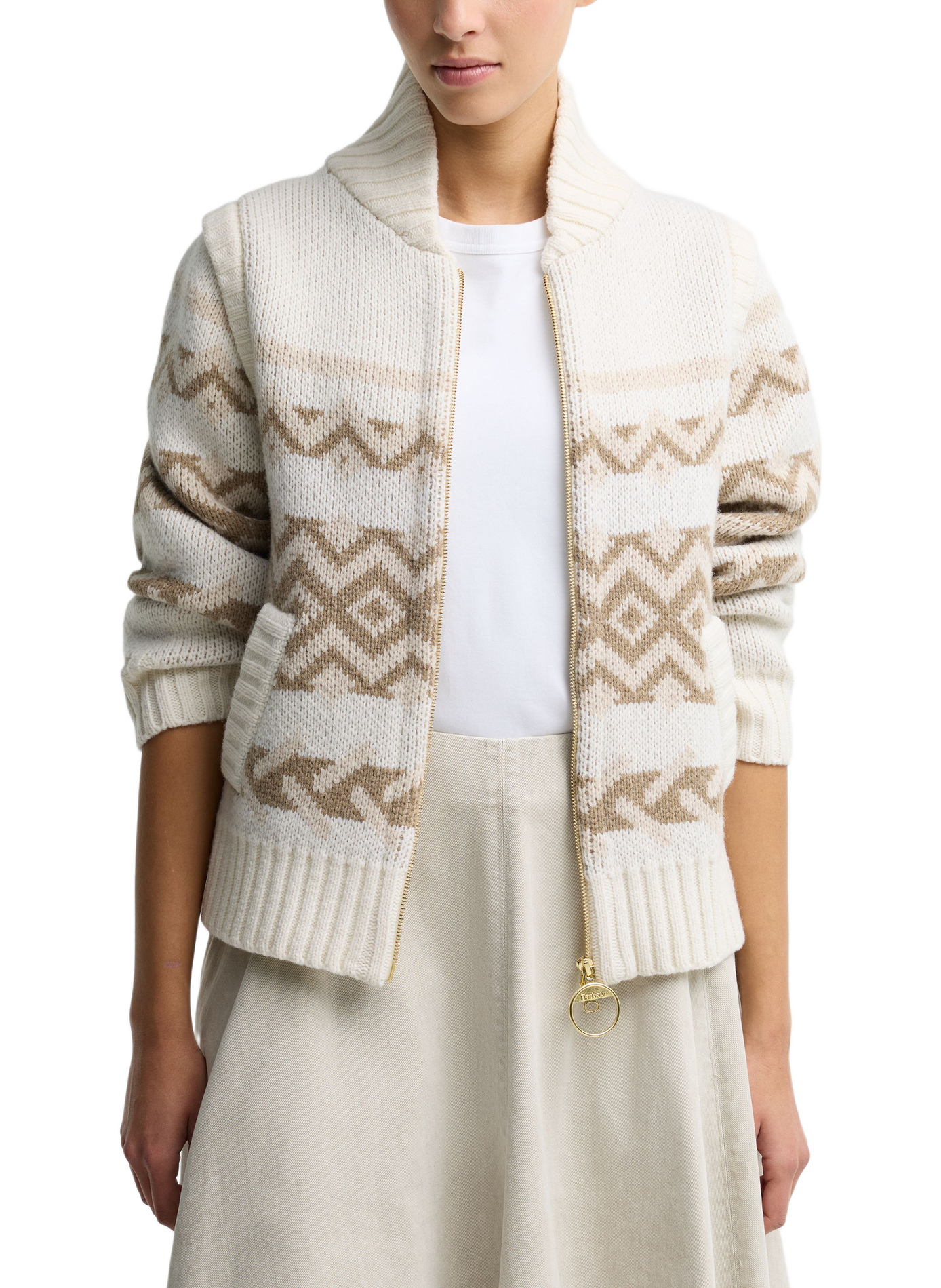 Gilet col montant en laine mélangée BARBOUR Multicolore