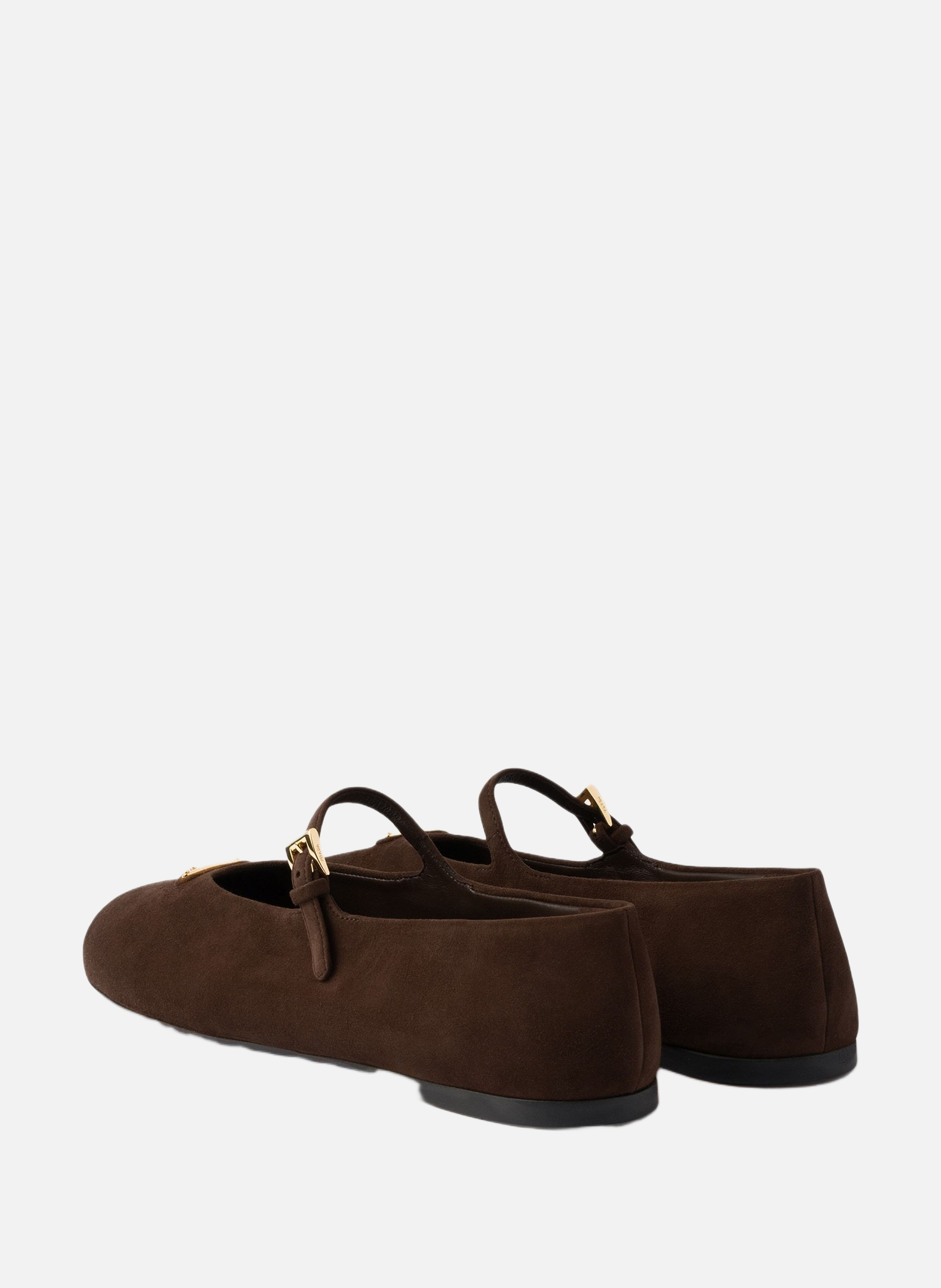 Ballerines en veau velours PRADA Marron