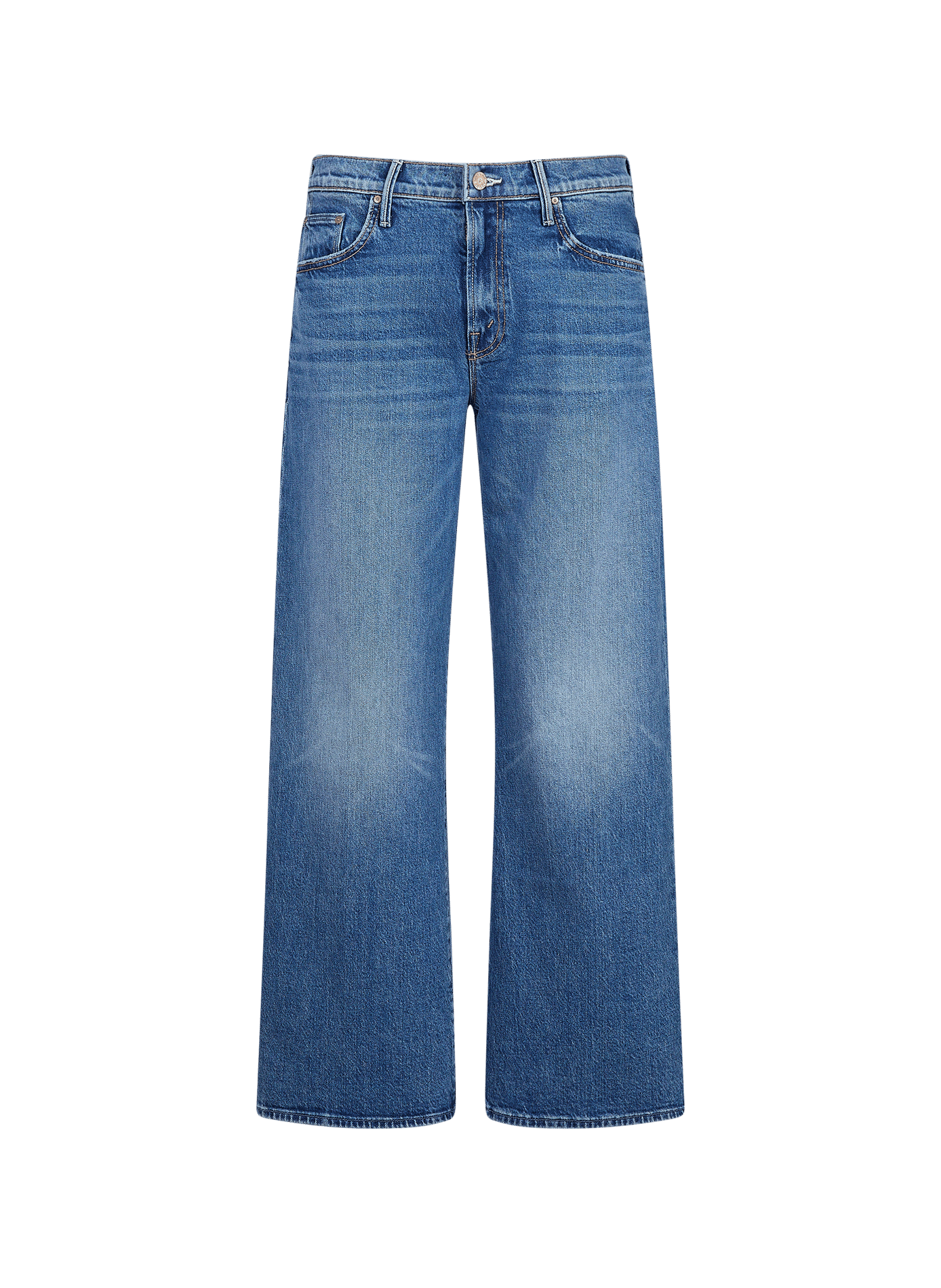 Jean large The Mid Rise Maven Flood en coton mélangé MOTHER Bleu