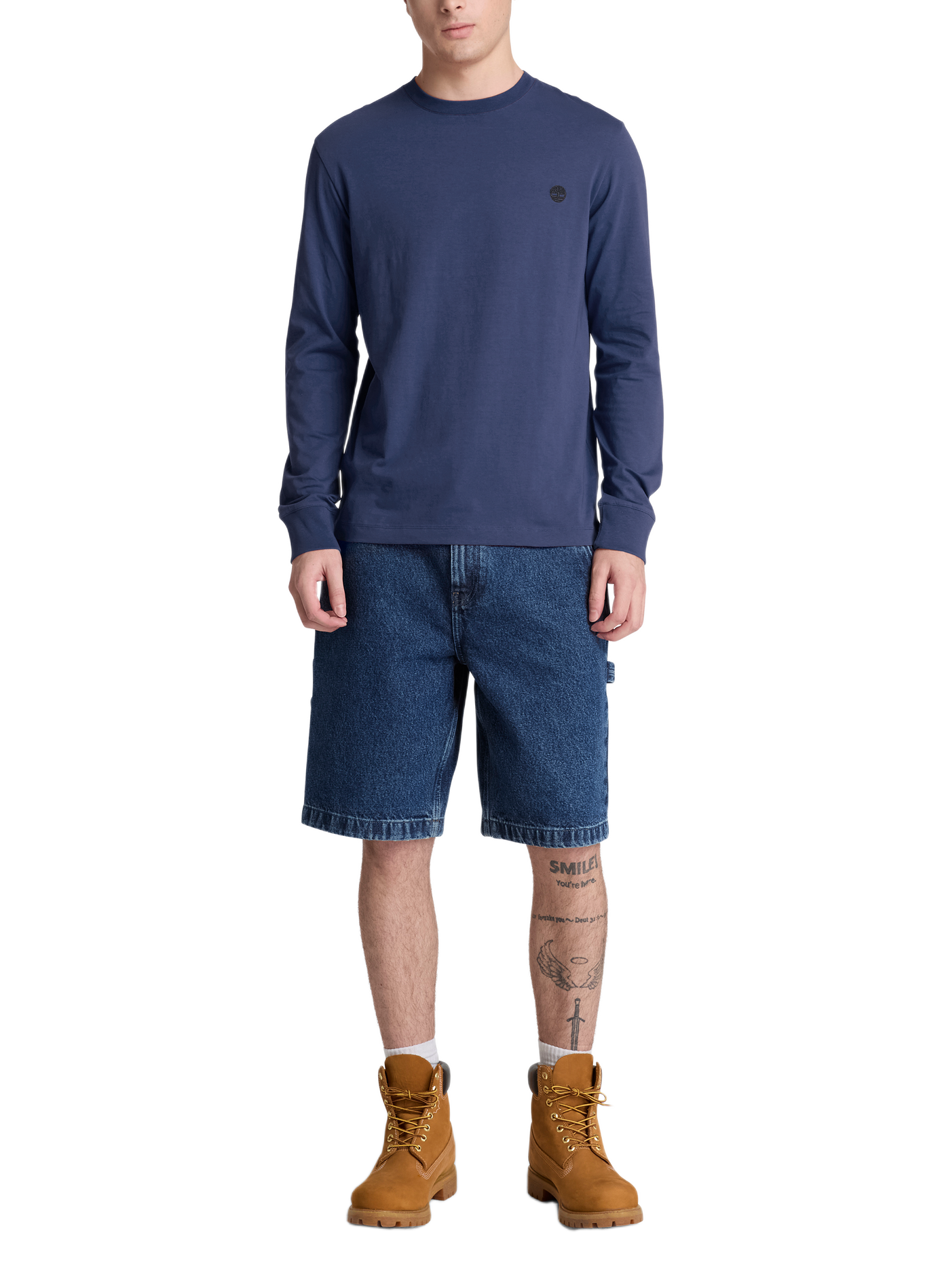 Gerader T-Shirt mit gesticktem Logo aus Baumwolle TIMBERLAND Blau