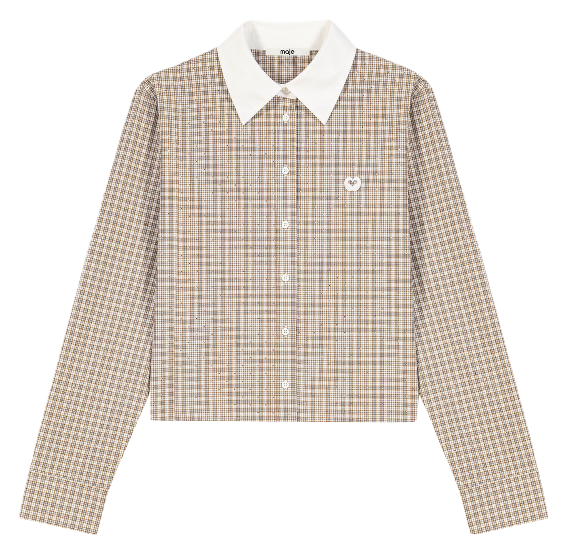 Chemise col classique en coton MAJE Beige