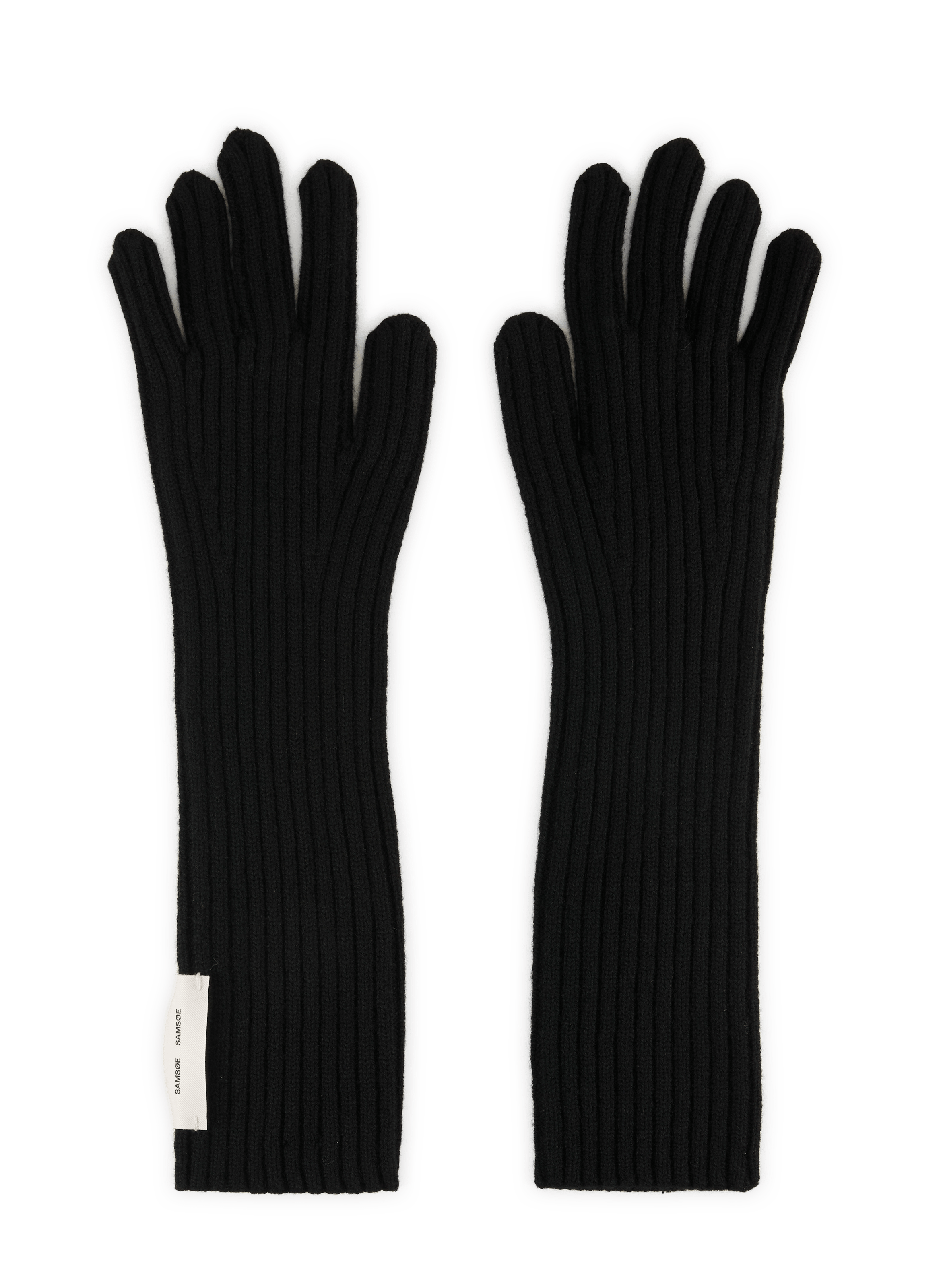 Gants Sakara en laine côtelée mélangée SAMSOE SAMSOE Noir