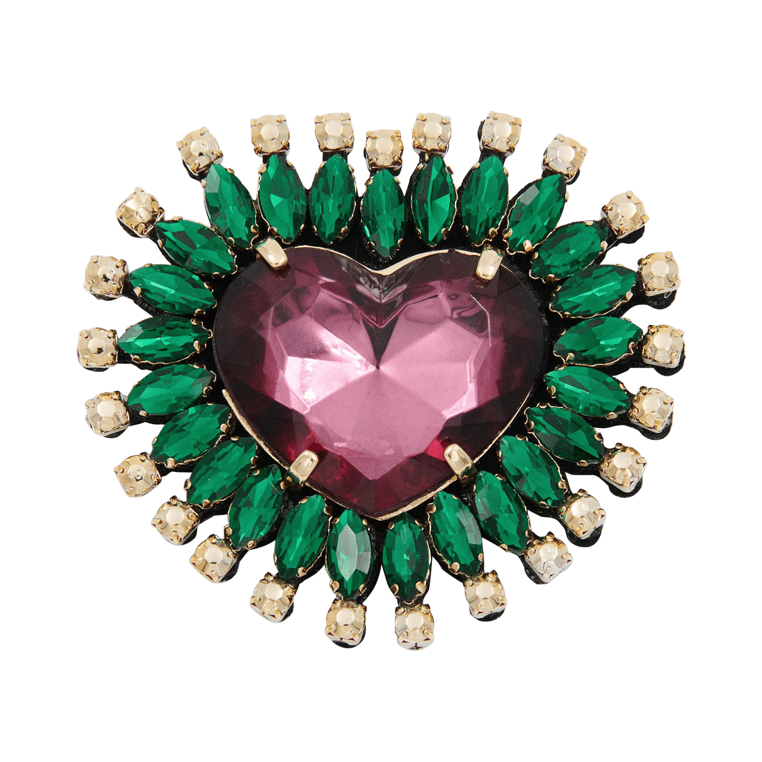 Broche cœur ornée de strass koeur2 ESSENTIEL ANTWERP Vert