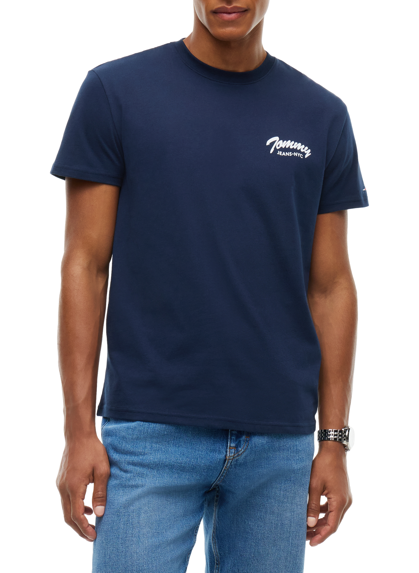 T-shirt col rond uni à sérigraphies TOMMY HILFIGER Bleu