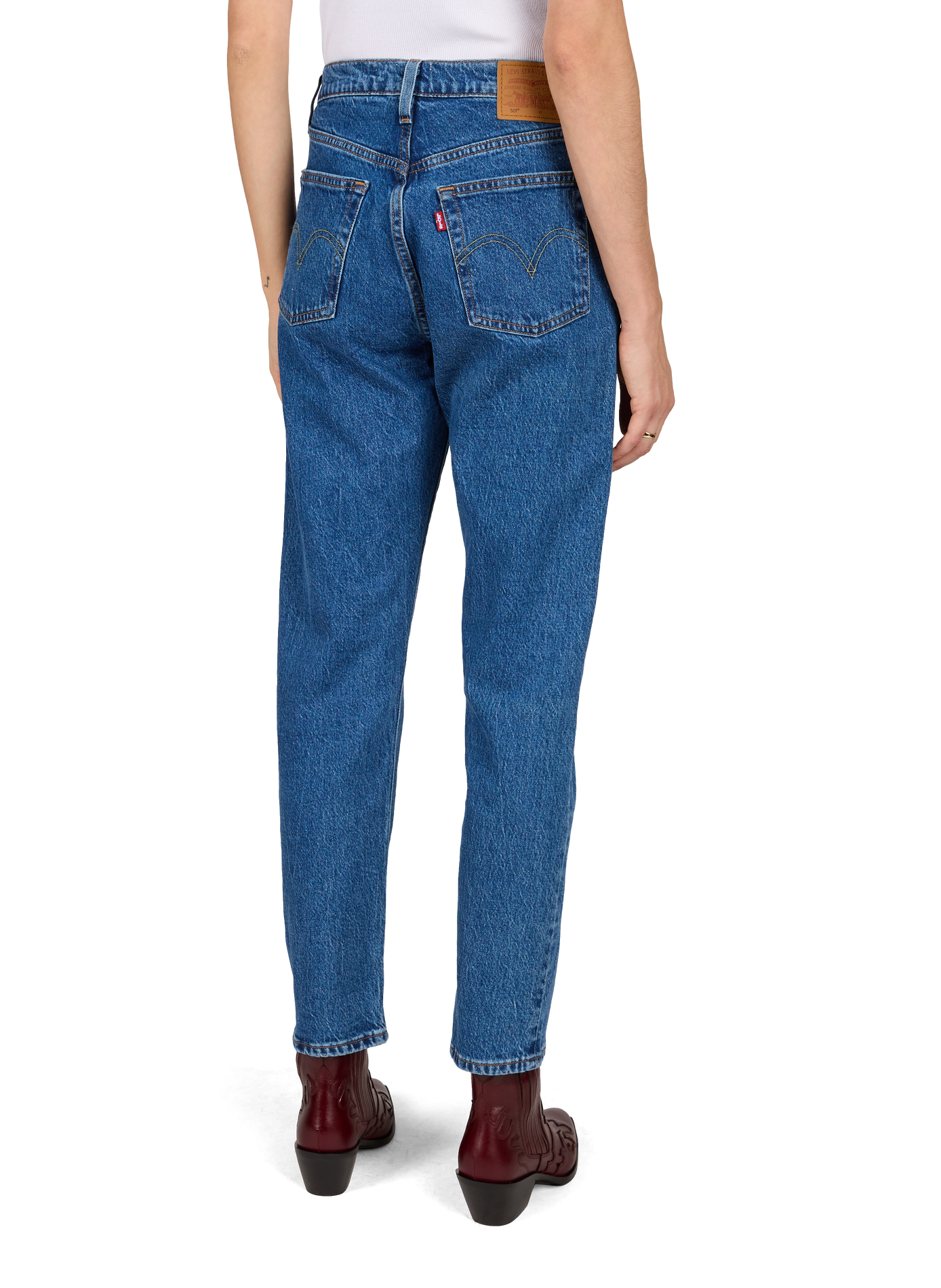 Jean 501 cropped en coton mélangé LEVI'S Bleu