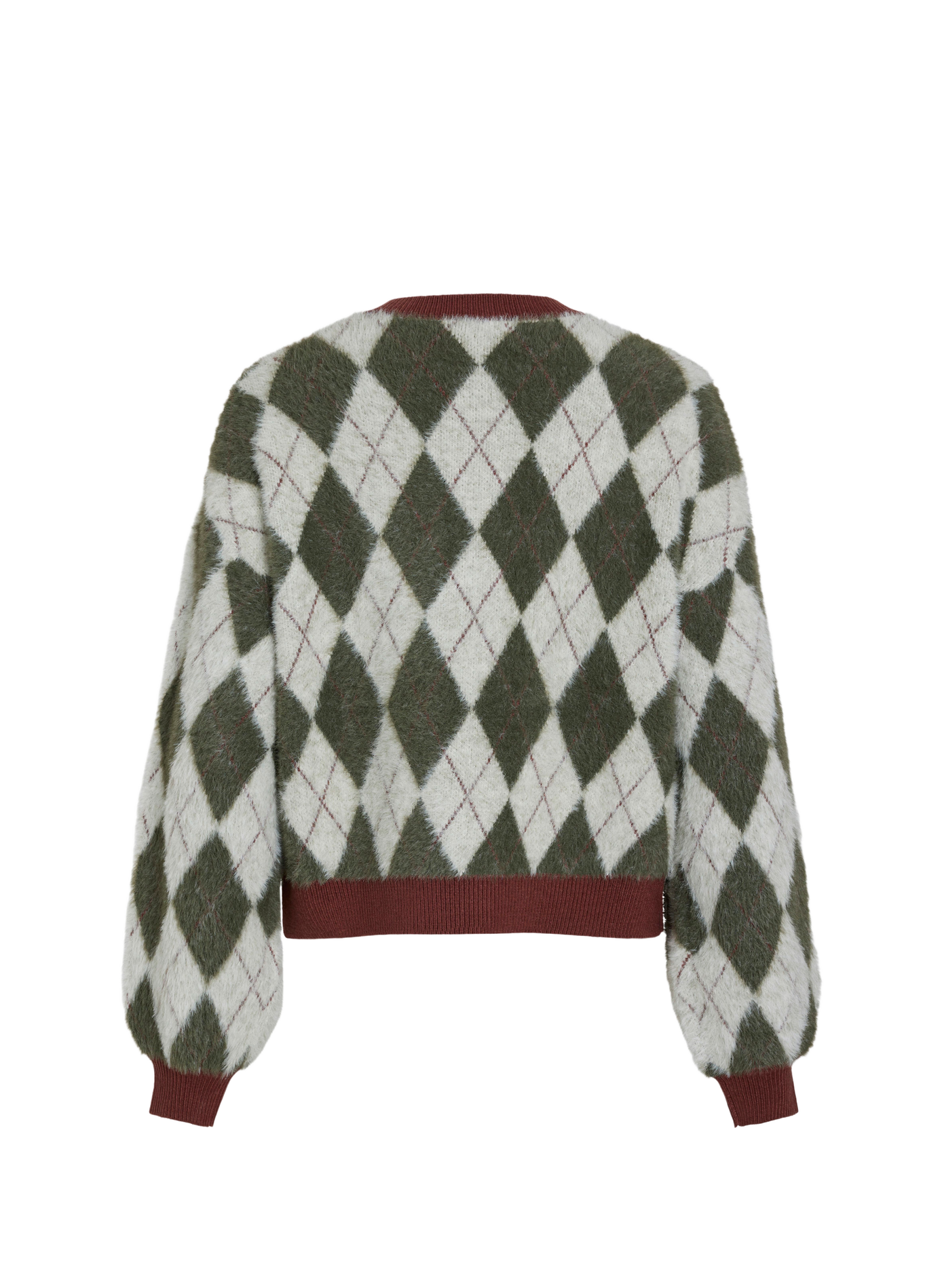 Straight-cut jacquard cardigan with a crew neck VILA Khaki