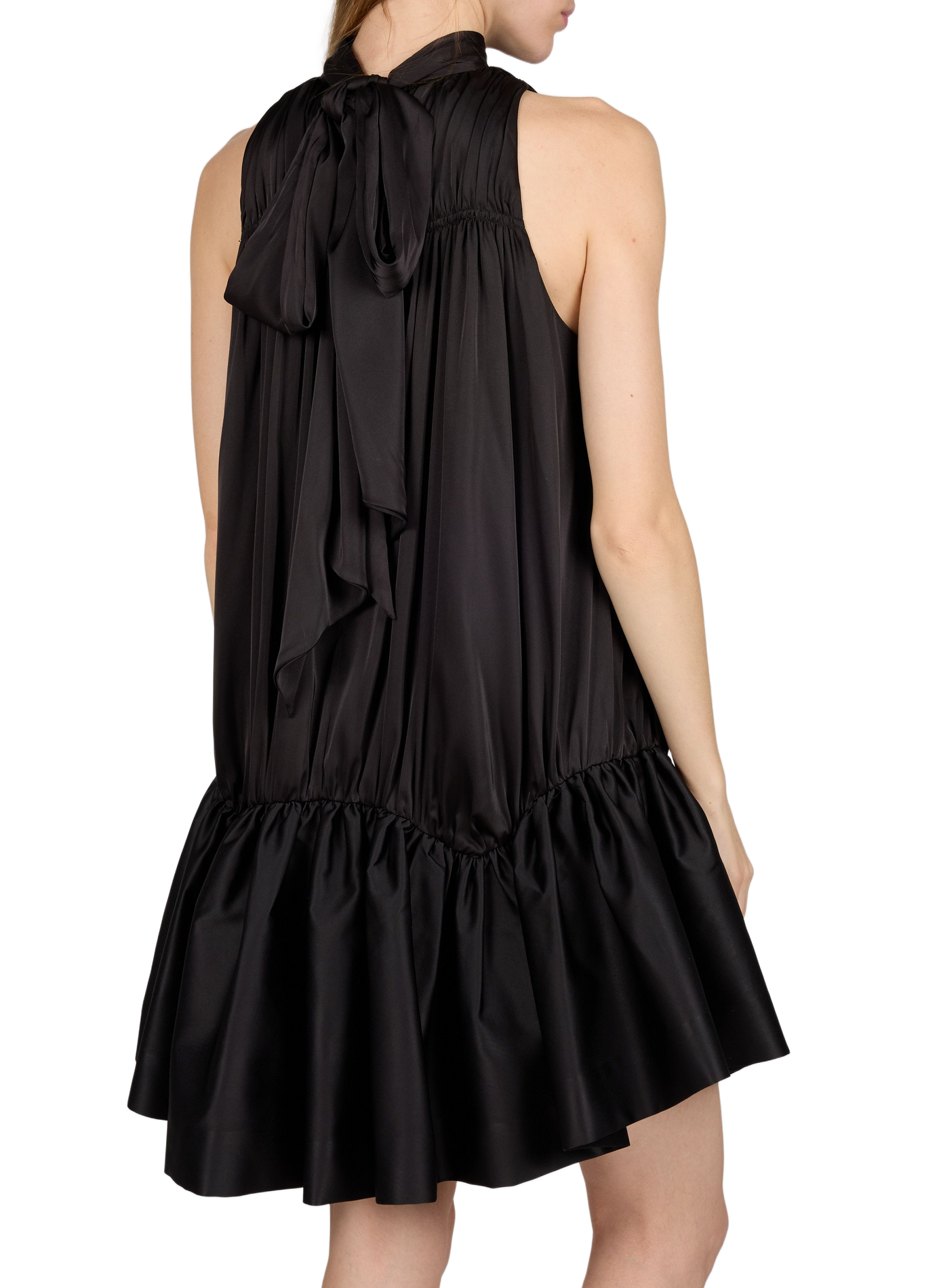 Loose-Fitting Short Satin Dress ROTATE Black